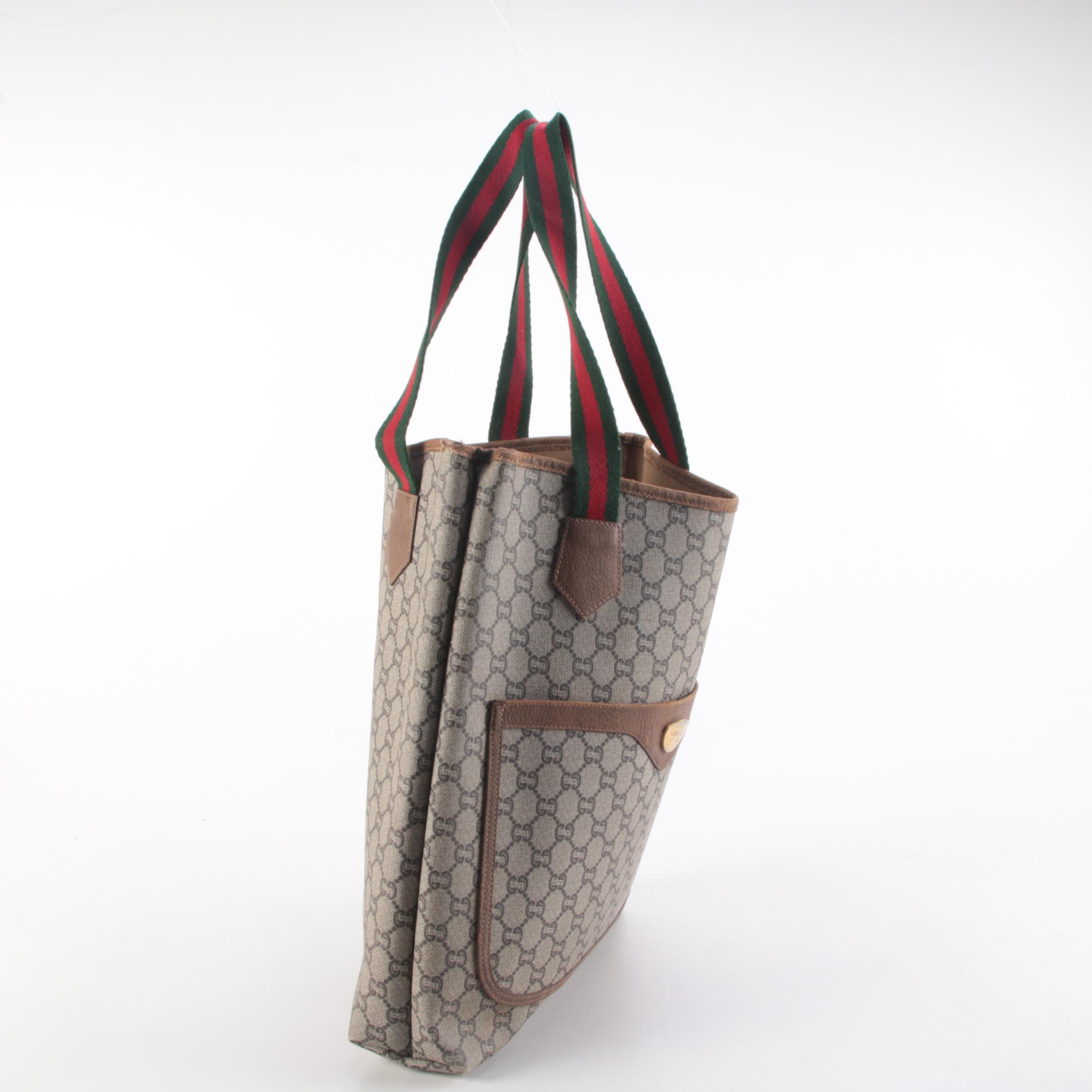 Gucci Plus GG Coated Canvas Web Strap Tote Bag
