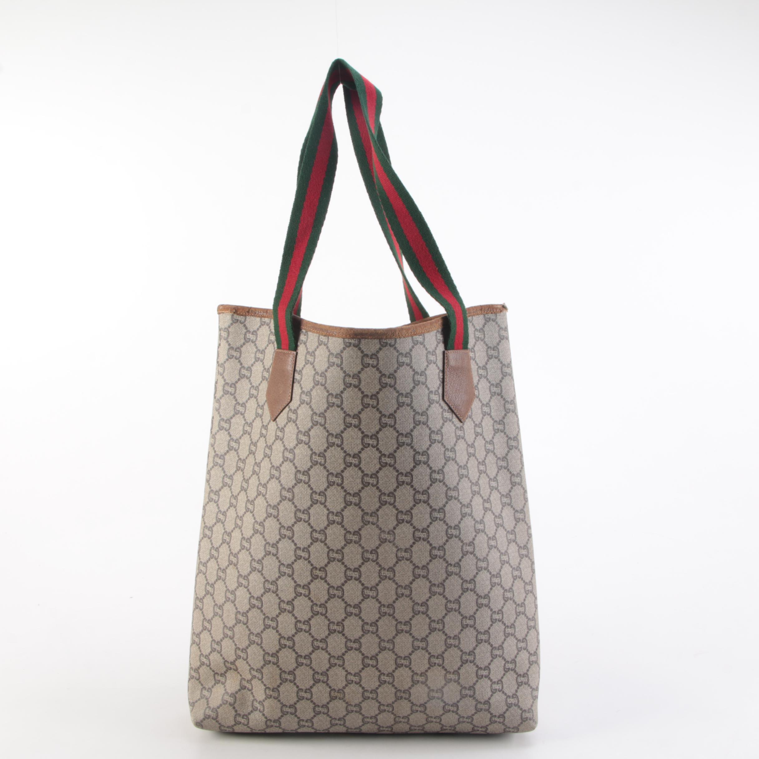 Gucci Plus GG Coated Canvas Web Strap Tote Bag