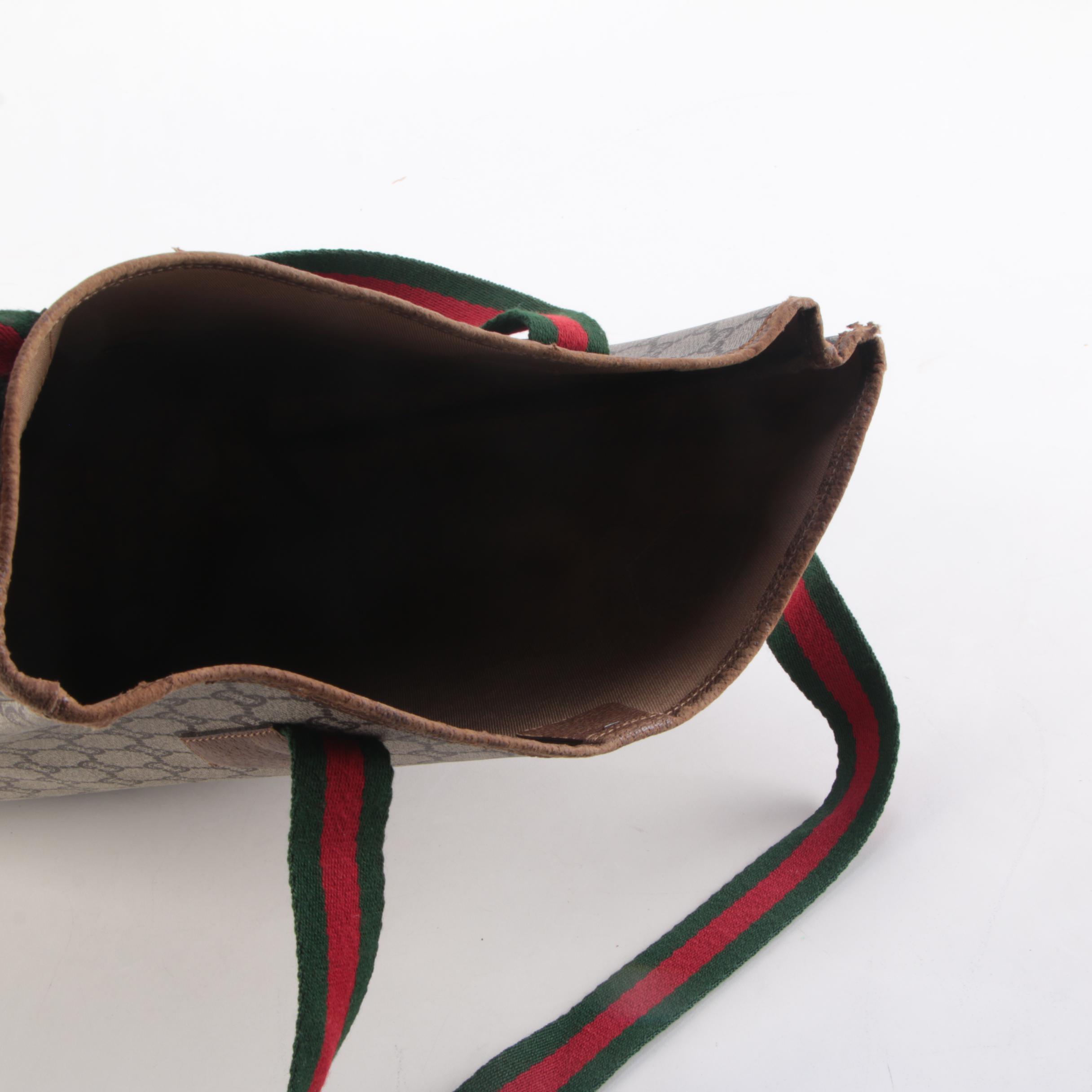 Gucci Plus GG Coated Canvas Web Strap Tote Bag