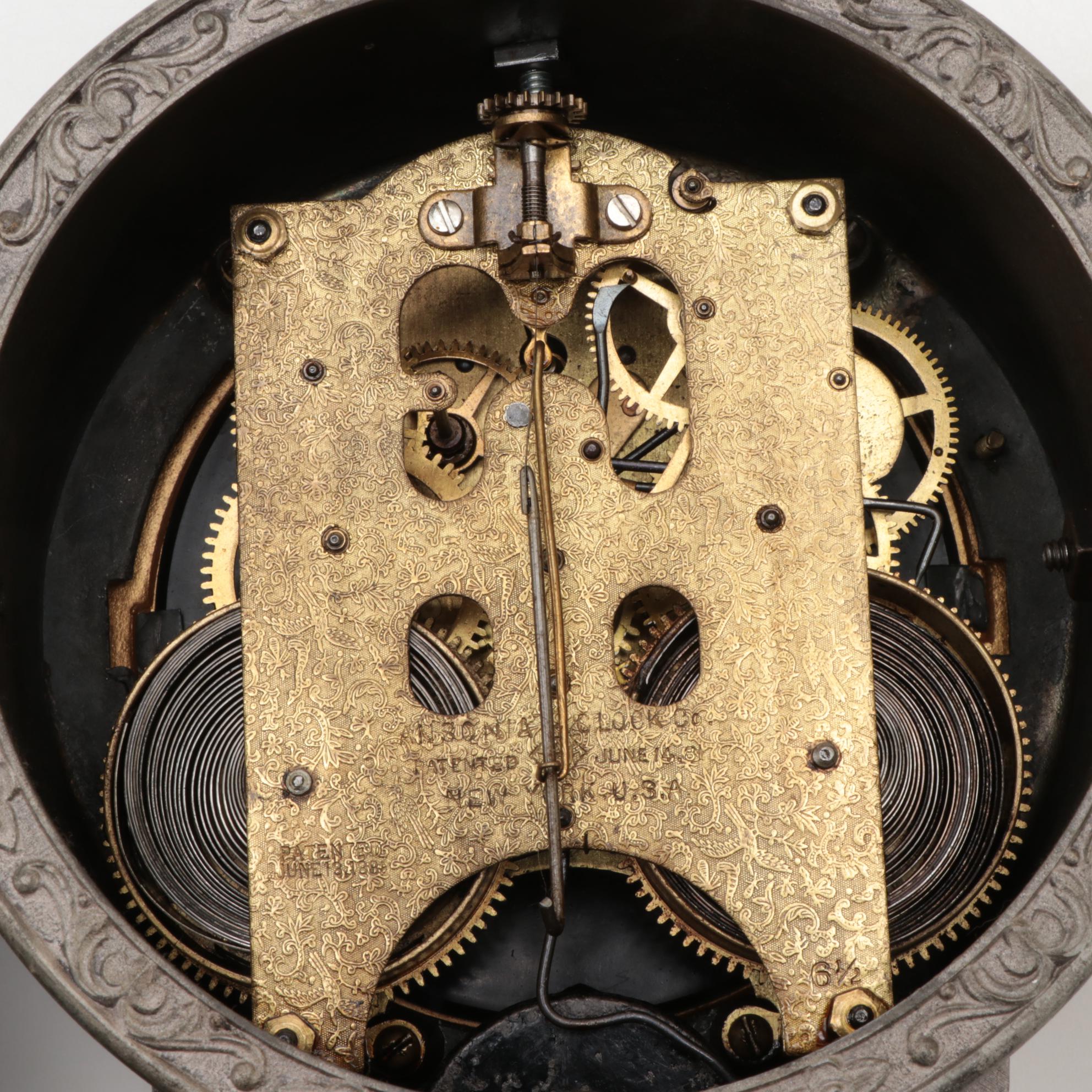 Victorian Ansonia Cast Spelter Figural Mantel Clock, Late 19th Century