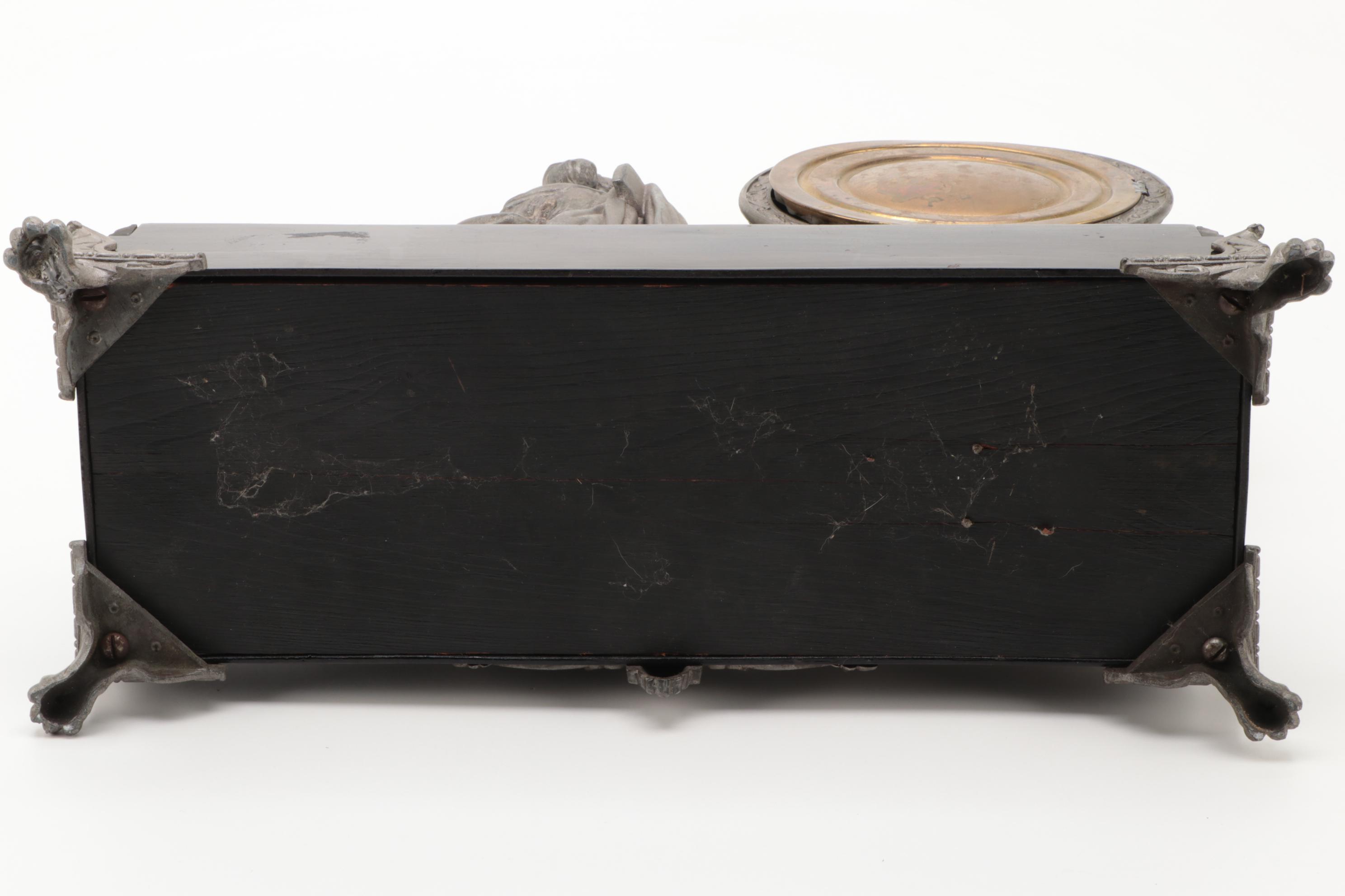 Victorian Ansonia Cast Spelter Figural Mantel Clock, Late 19th Century