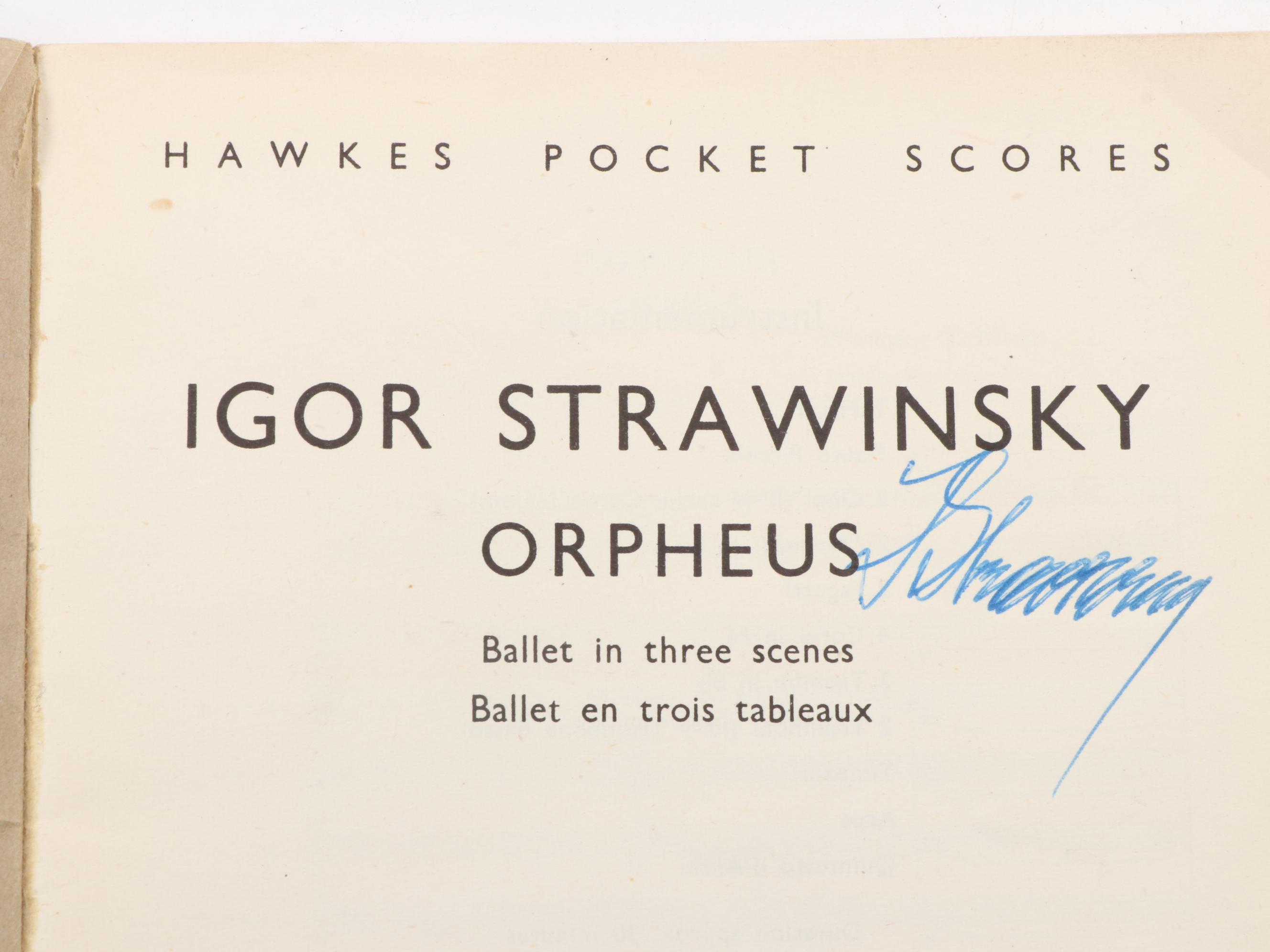 Signed "Orpheus" Ballet Score by Igor Stravinsky and More