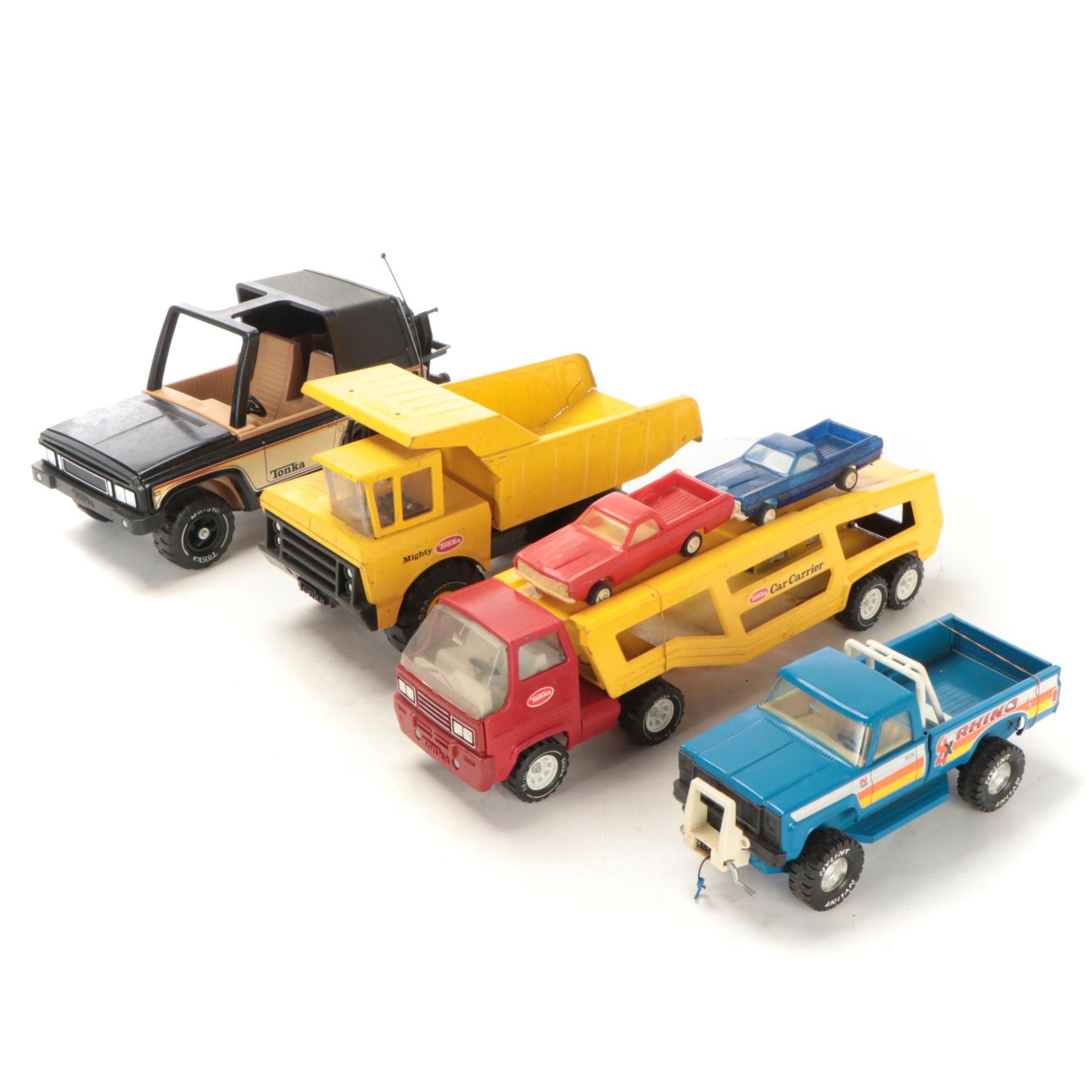 Tonka MR-970 Black Jeep Bronco with Other Pressed Steel Toys, Vintage