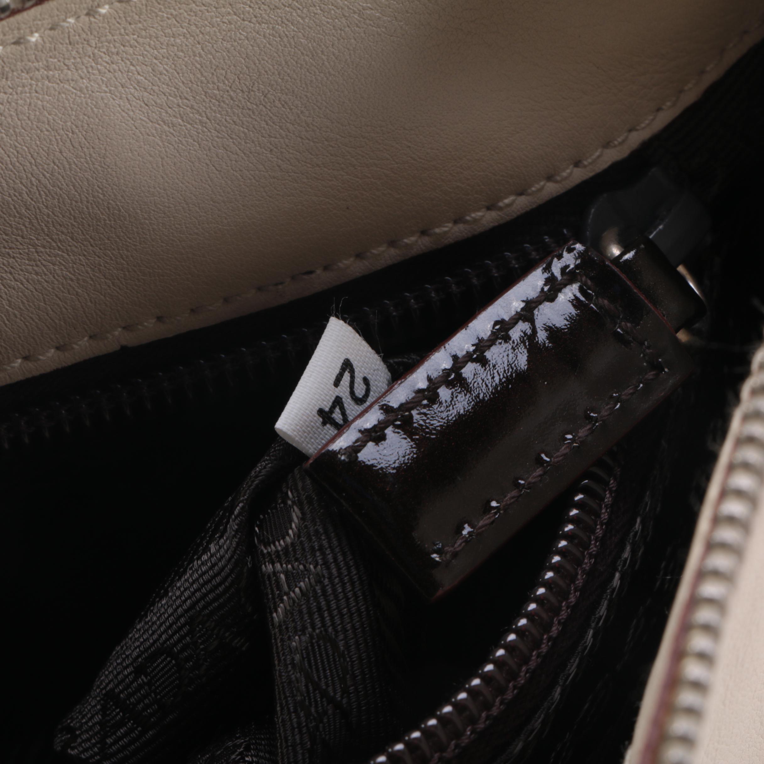 Prada Bauletto Shoulder Bag in Vitello Leather with Patent Leather Trim