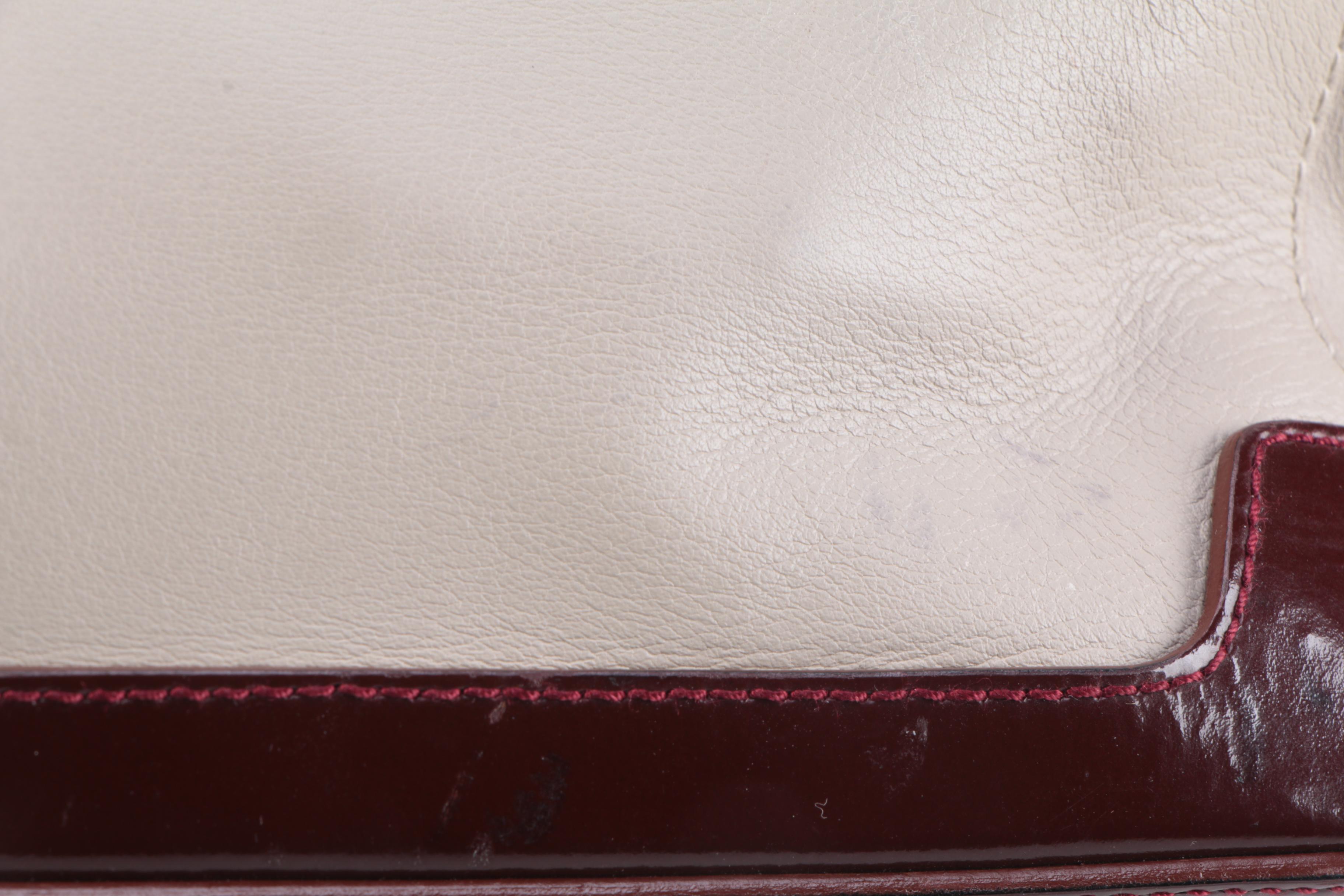 Prada Bauletto Shoulder Bag in Vitello Leather with Patent Leather Trim