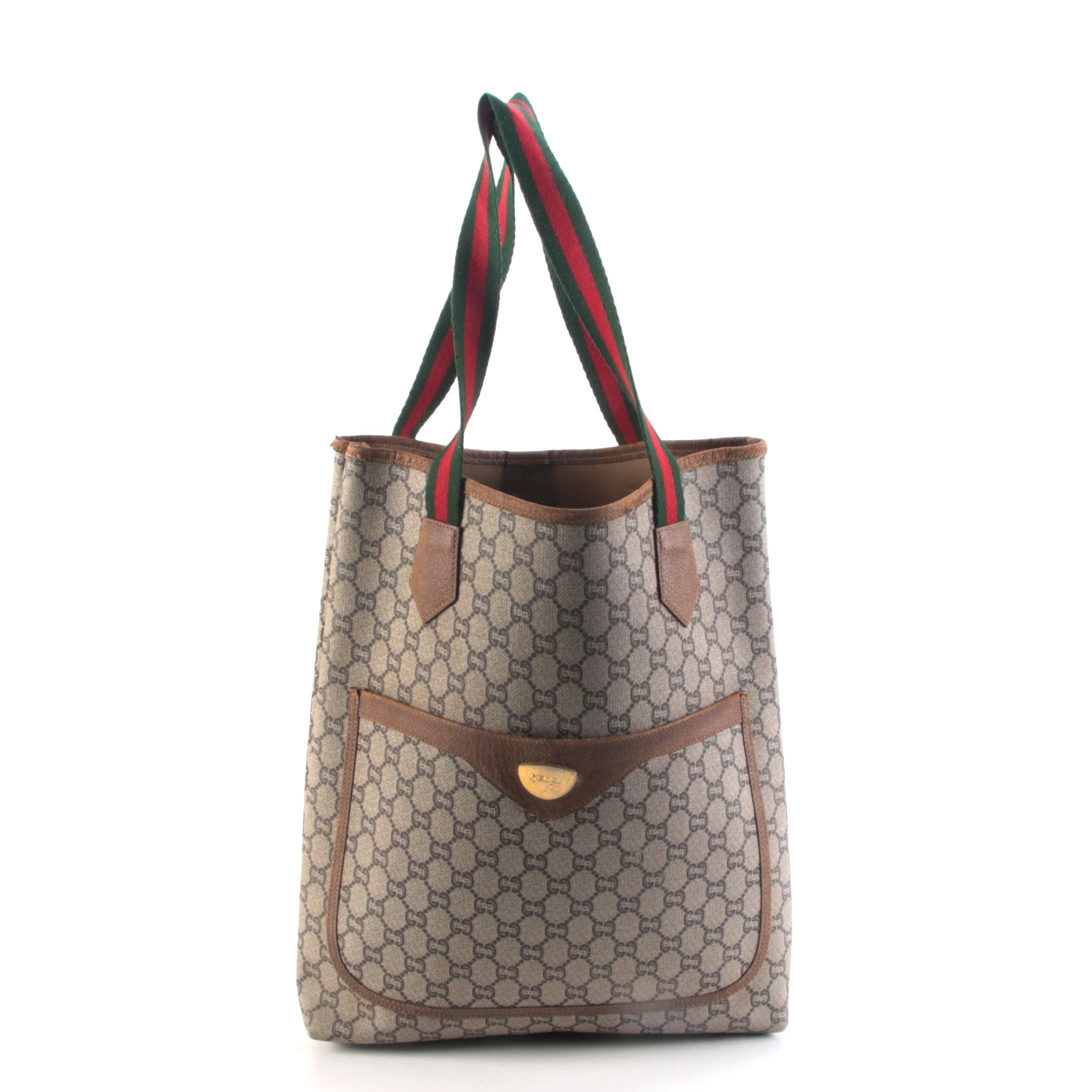 Gucci Plus GG Coated Canvas Web Strap Tote Bag