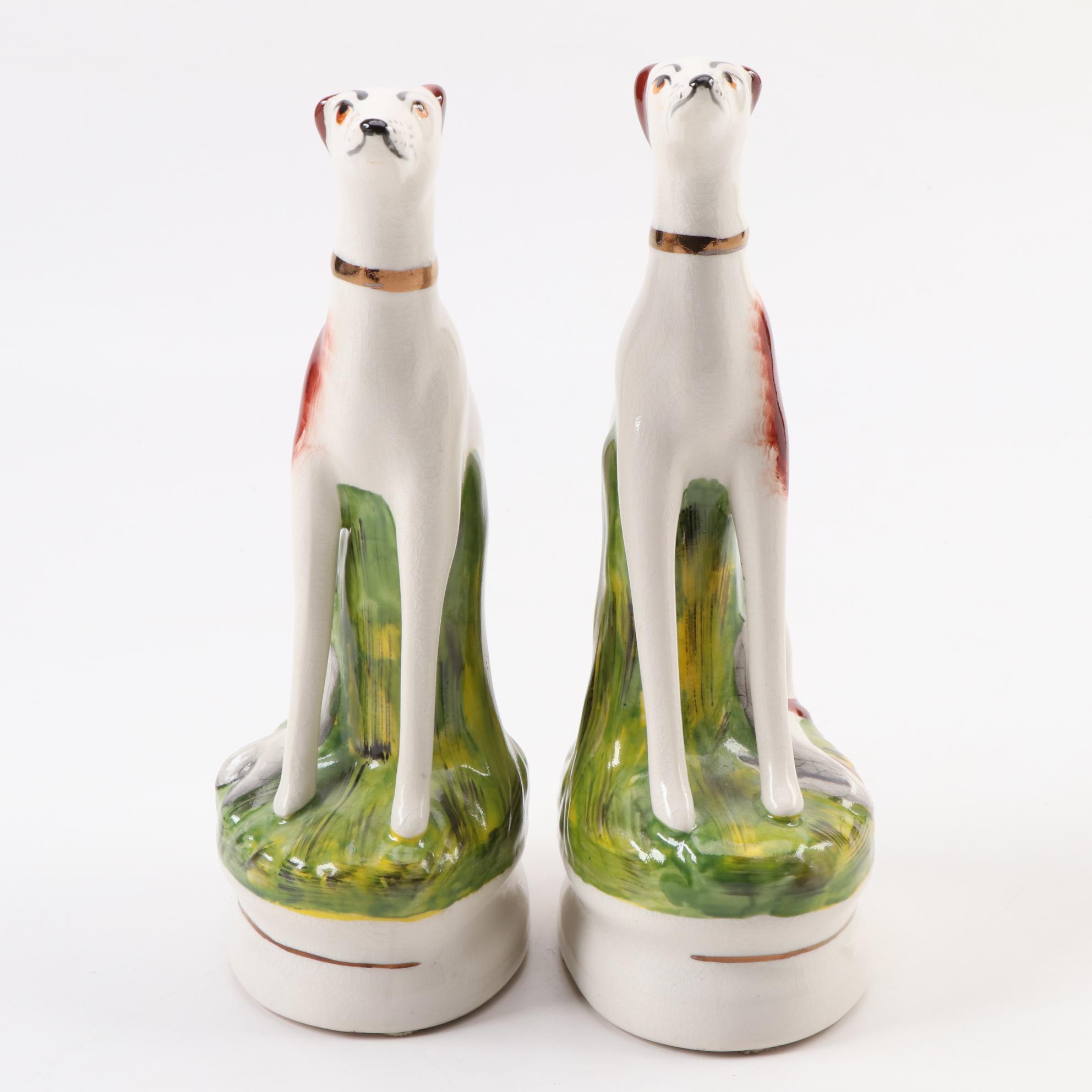 William Kent Staffordshire Seated  Dog Figurines, Mid-20th Century