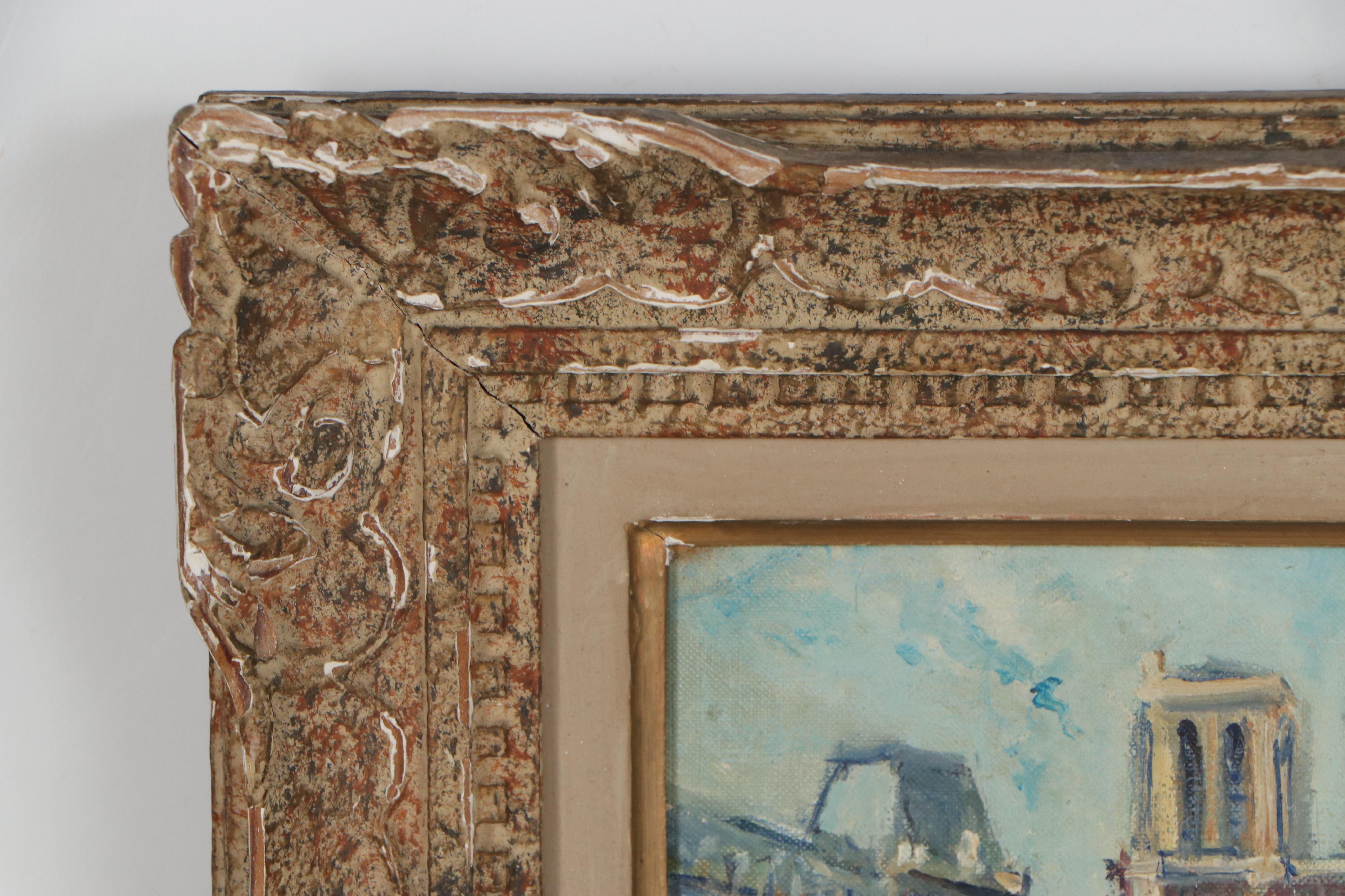 Oil Painting of Parisian Street Scene, Late 20th Century