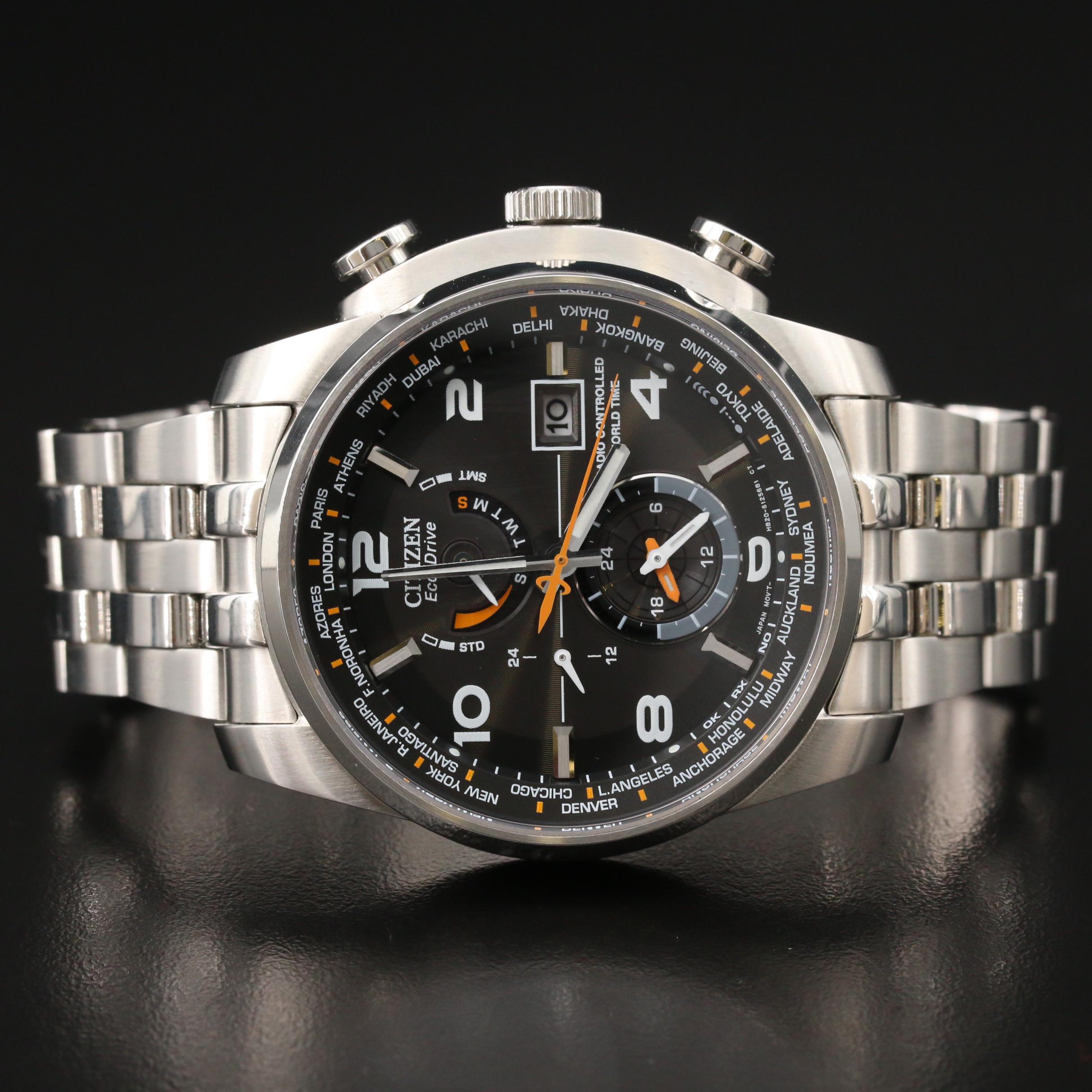 Citizen "Eco-Drive" World Time A-T Stainless Steel Quartz Watch