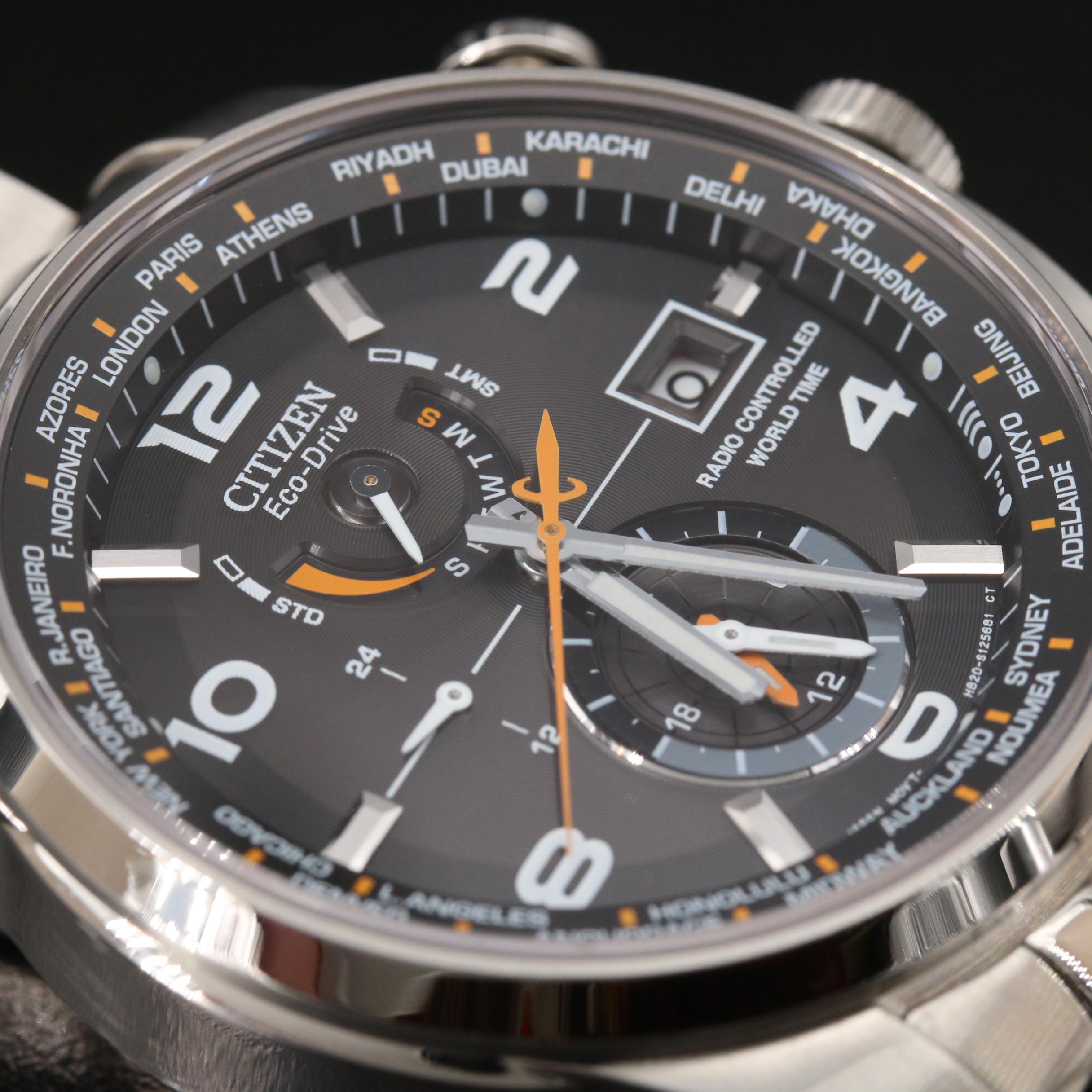 Citizen "Eco-Drive" World Time A-T Stainless Steel Quartz Watch