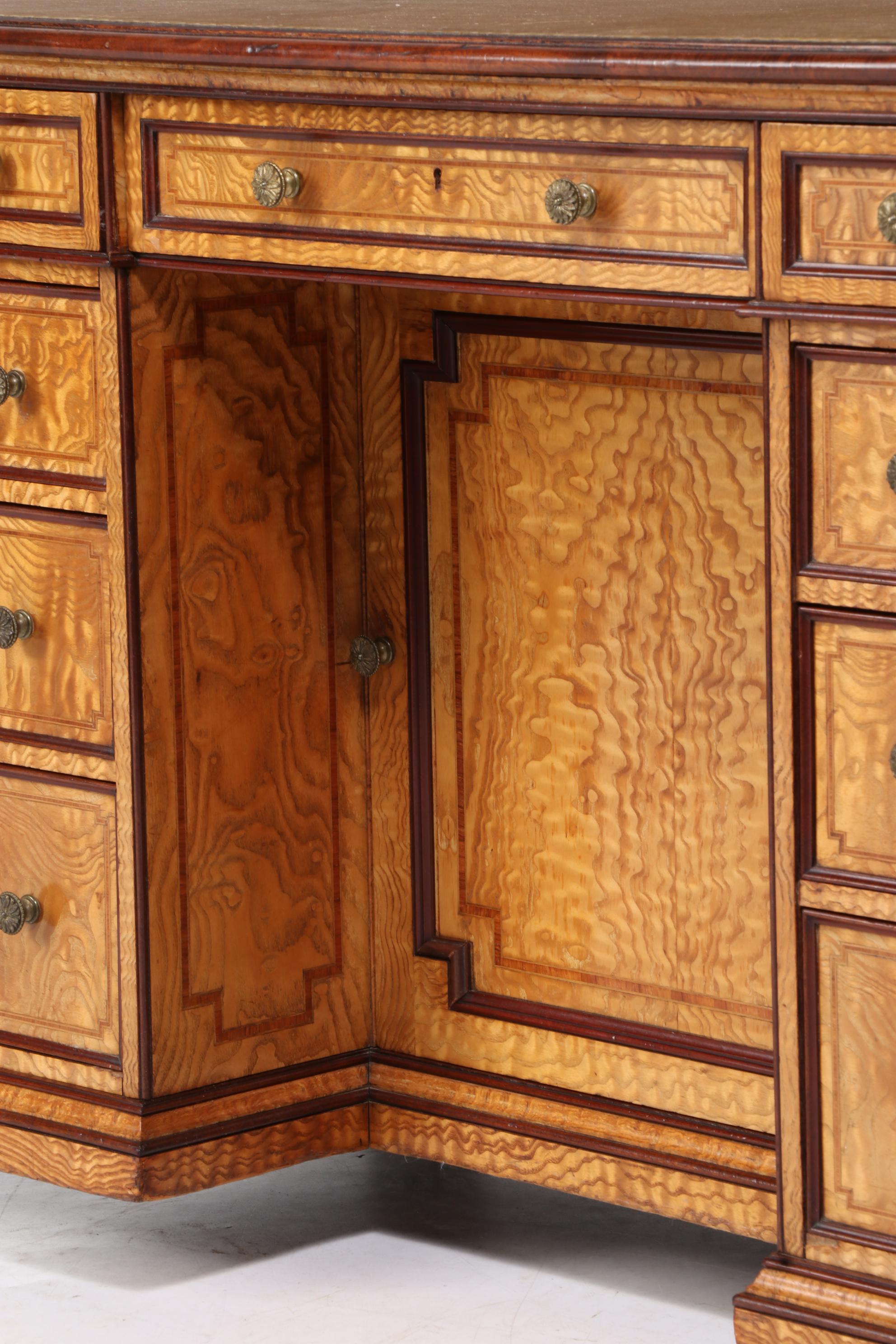 Brooke Astor's Edwardian Mahogany and Hungarian Ash Kneehole Dressing Table