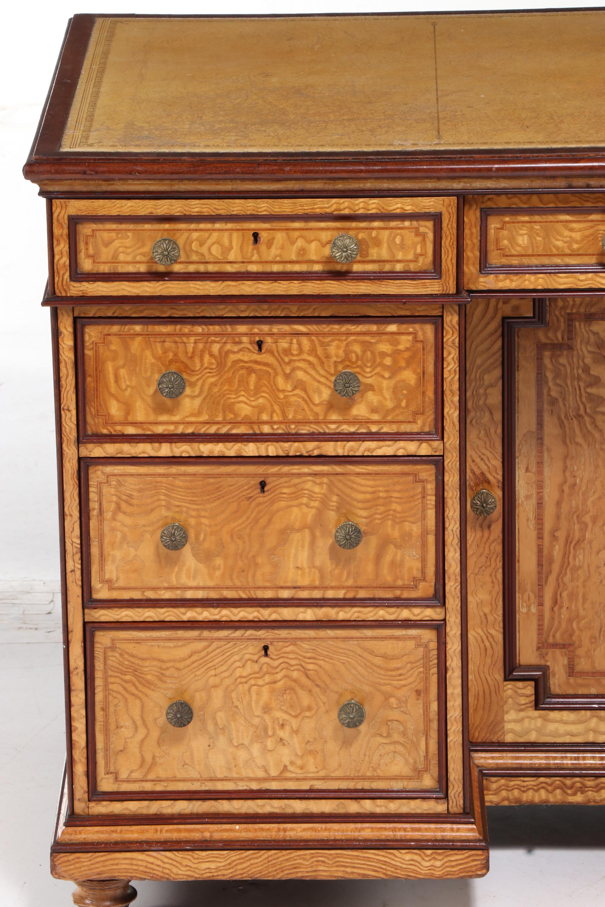 Brooke Astor's Edwardian Mahogany and Hungarian Ash Kneehole Dressing Table