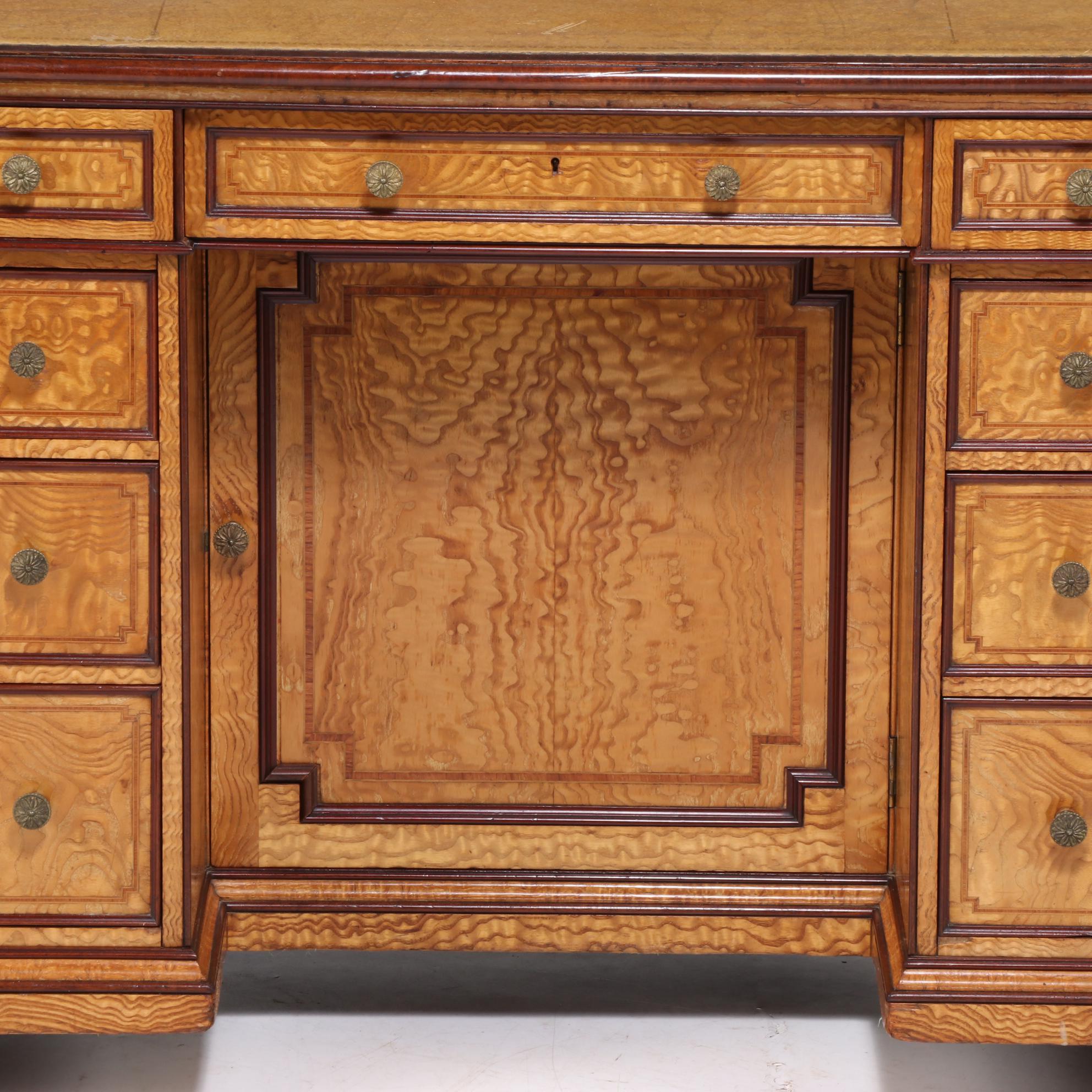 Brooke Astor's Edwardian Mahogany and Hungarian Ash Kneehole Dressing Table