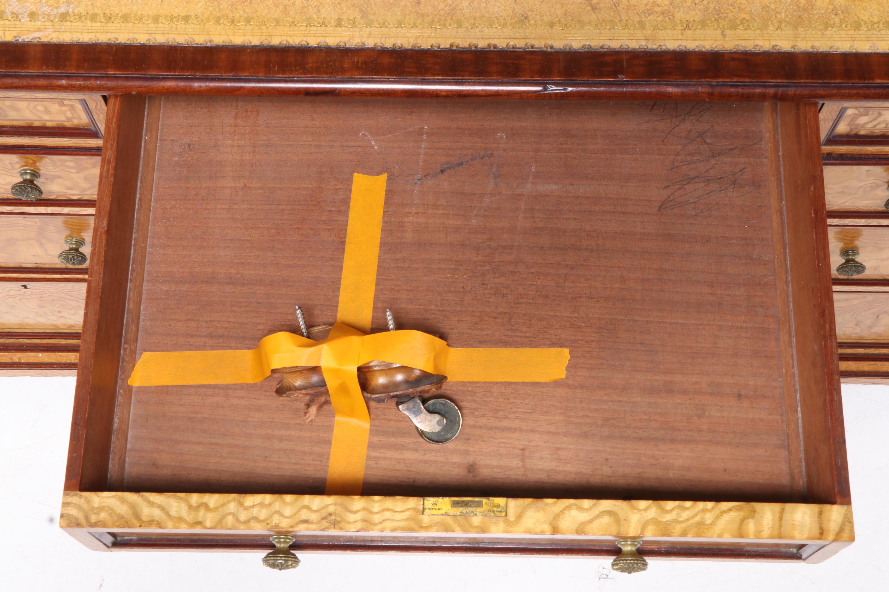 Brooke Astor's Edwardian Mahogany and Hungarian Ash Kneehole Dressing Table