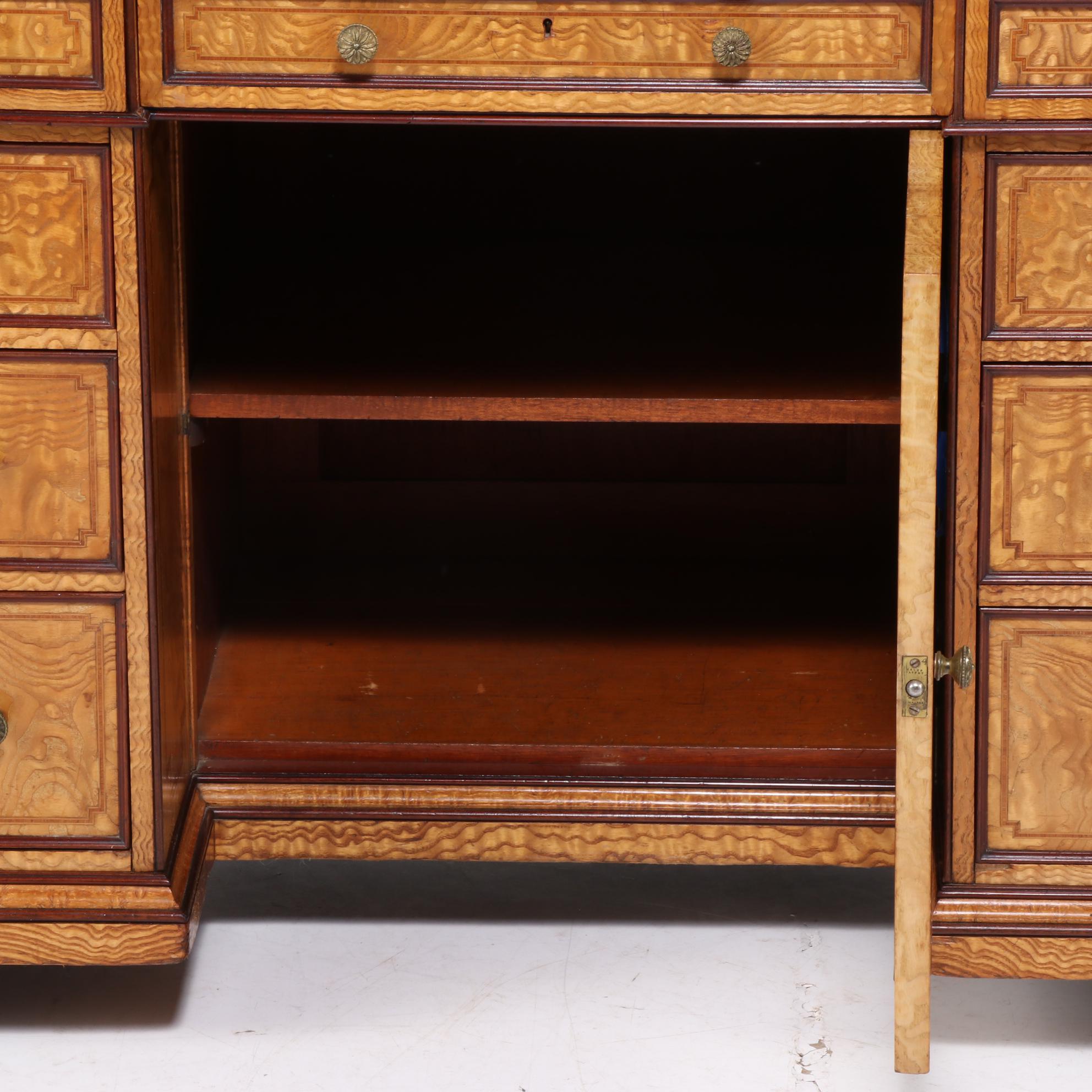 Brooke Astor's Edwardian Mahogany and Hungarian Ash Kneehole Dressing Table