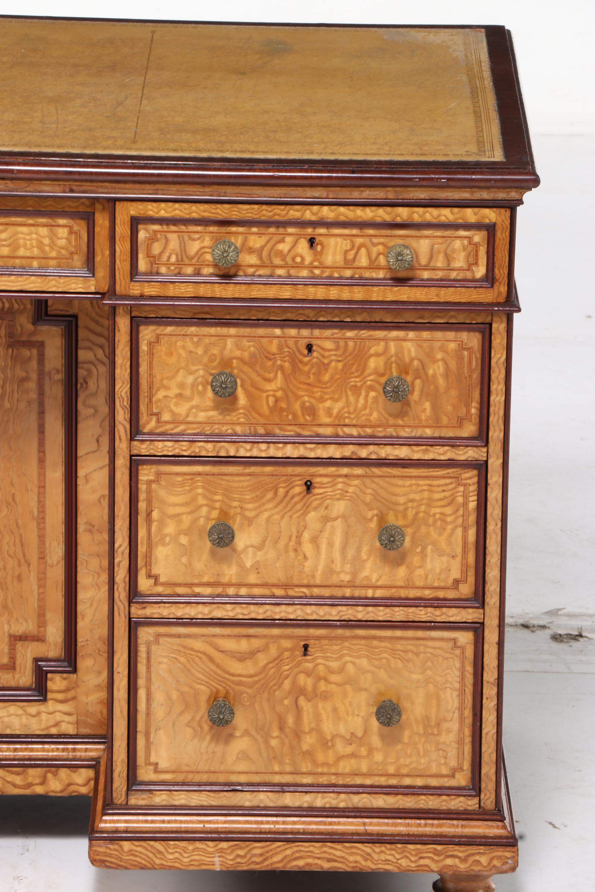 Brooke Astor's Edwardian Mahogany and Hungarian Ash Kneehole Dressing Table