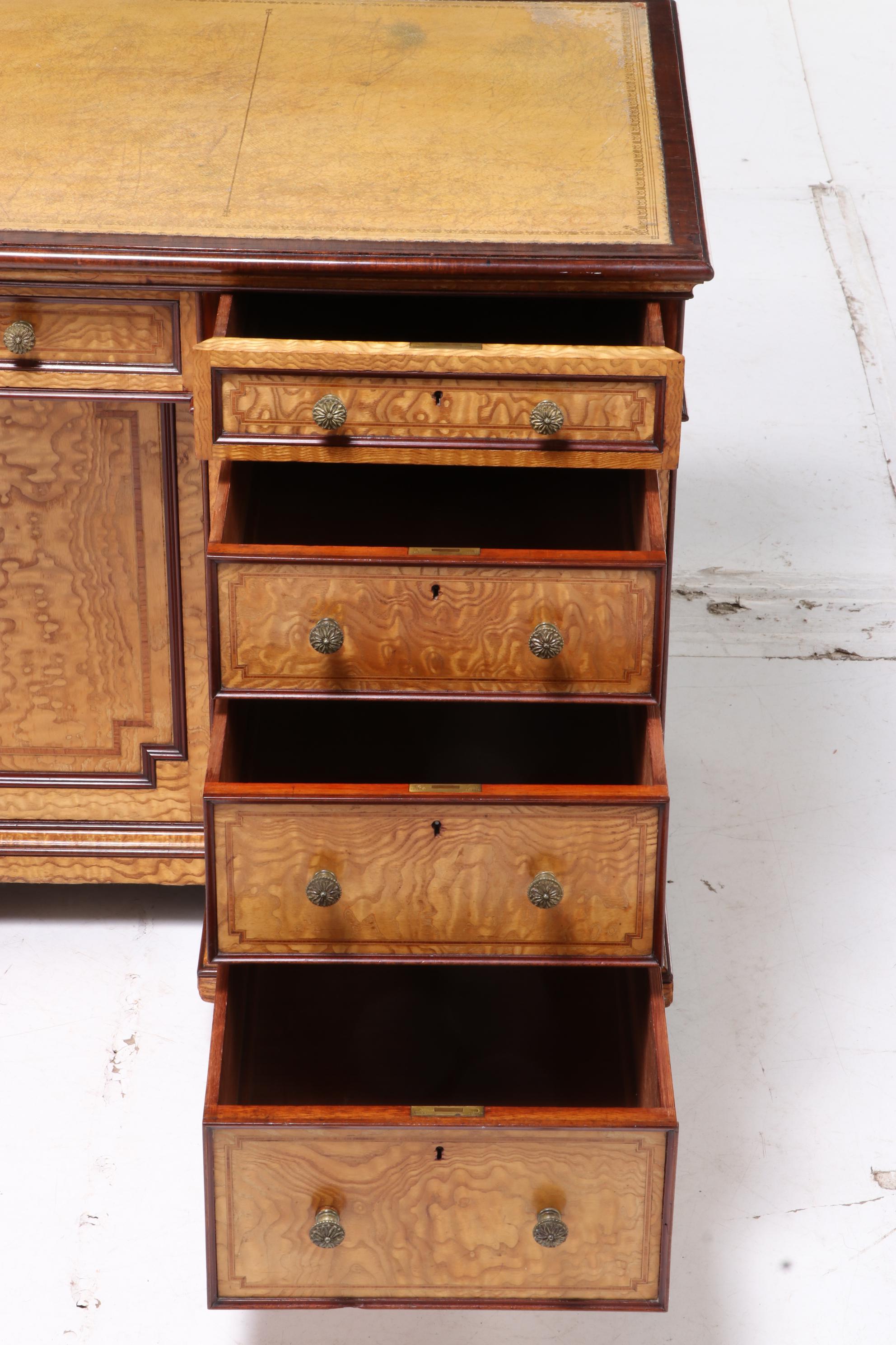 Brooke Astor's Edwardian Mahogany and Hungarian Ash Kneehole Dressing Table