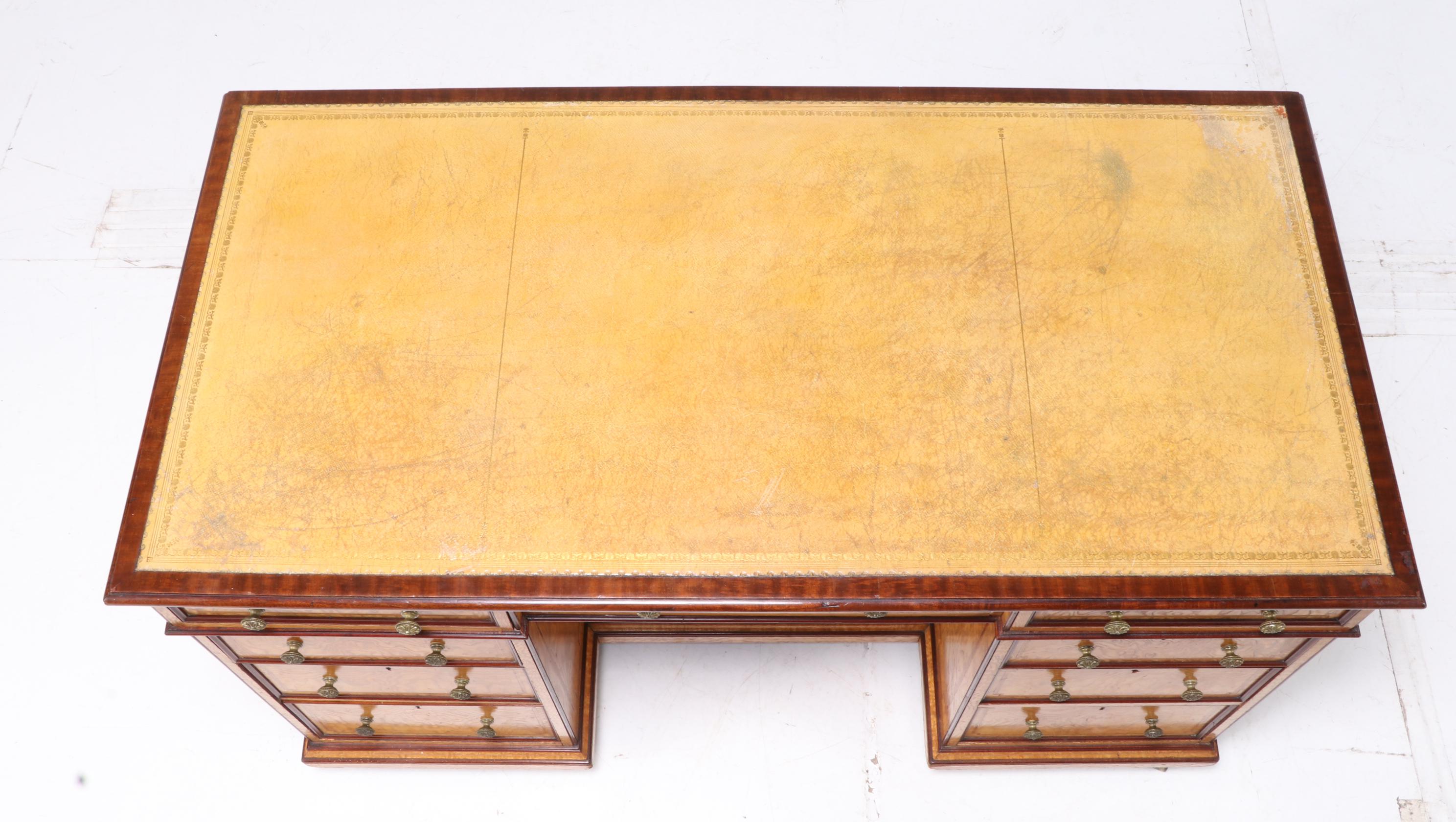 Brooke Astor's Edwardian Mahogany and Hungarian Ash Kneehole Dressing Table