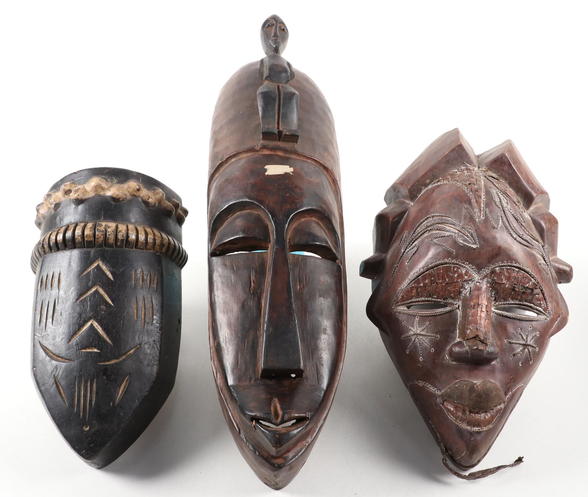 Tikar Mask and West African Style Carved Wood Mask and Decor