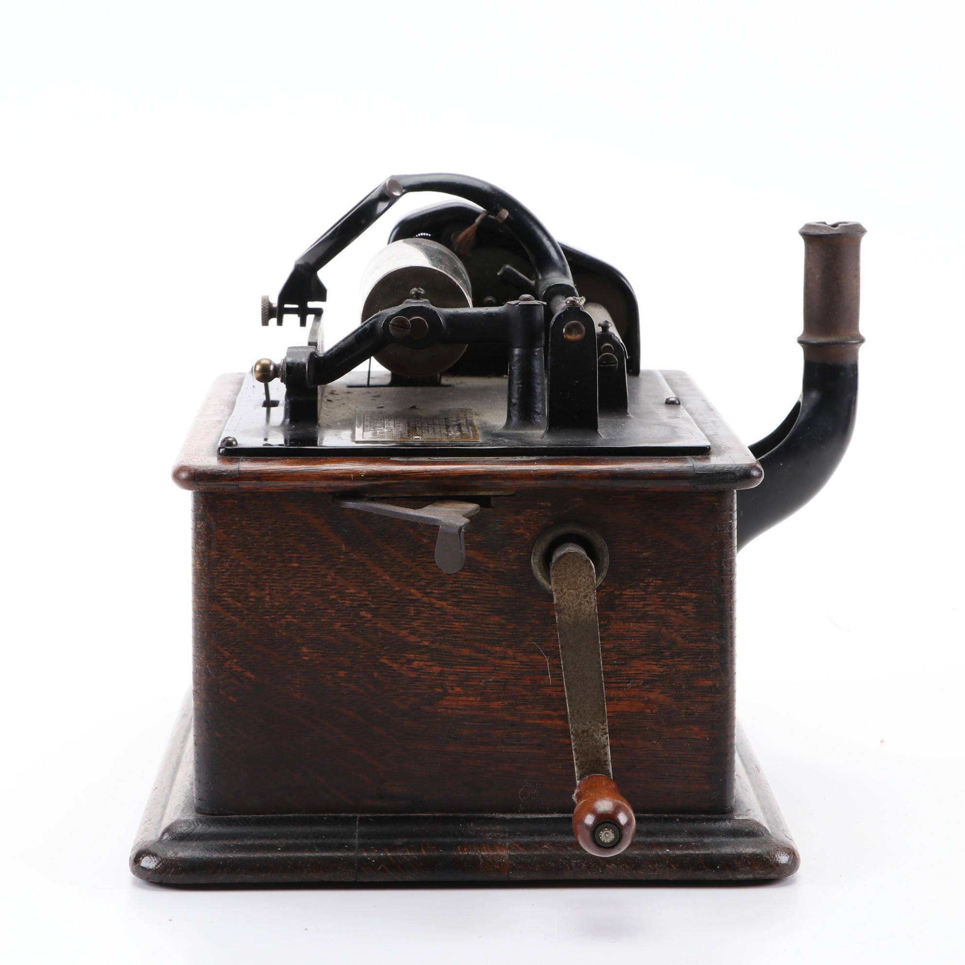 Edison Standard Phonograph with Box of Phonograph Cylinders, Early 20th Century