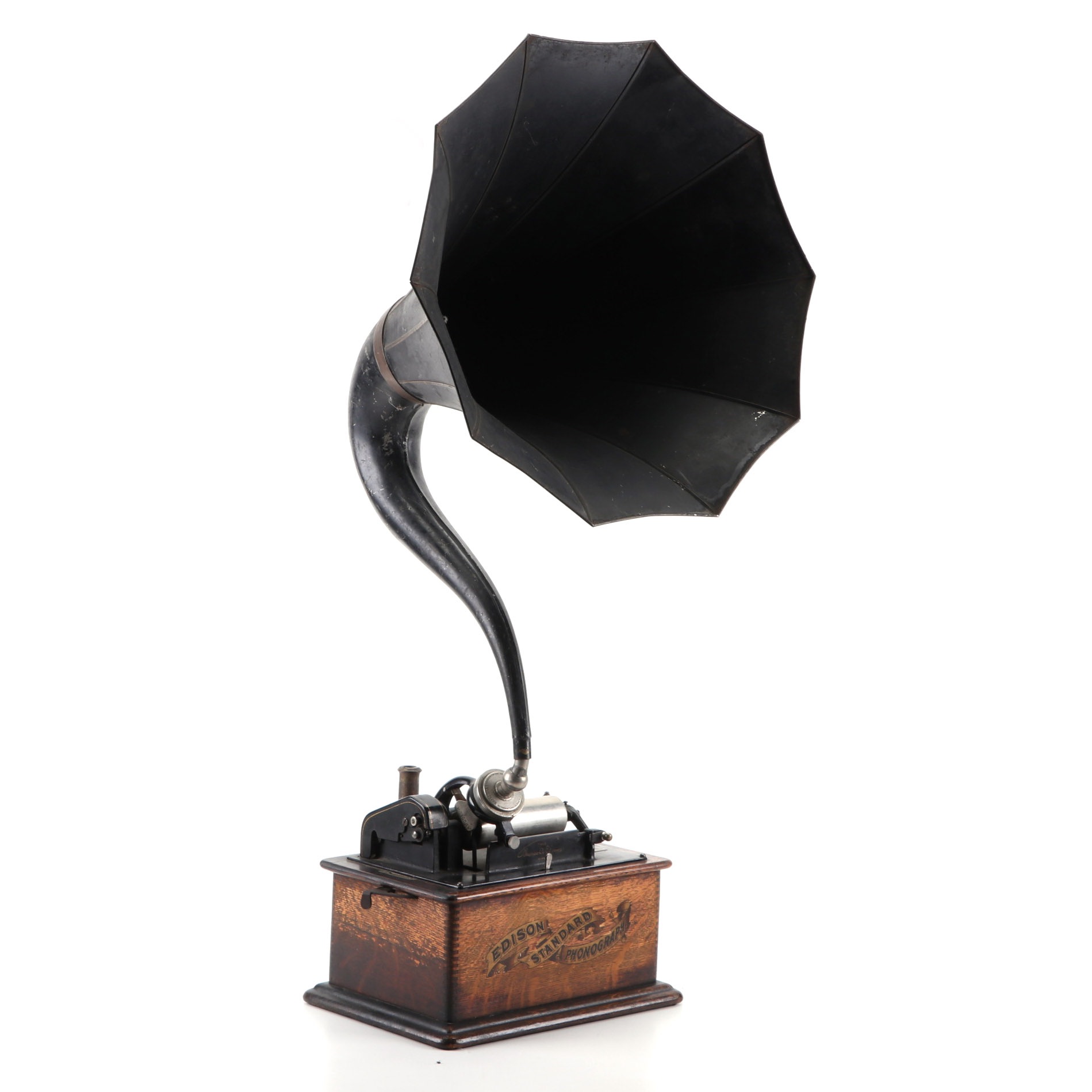 Edison Standard Phonograph with Box of Phonograph Cylinders, Early 20th Century