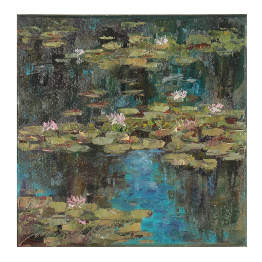 Garncarek Aleksander Oil Painting "Waterlilies," 2021