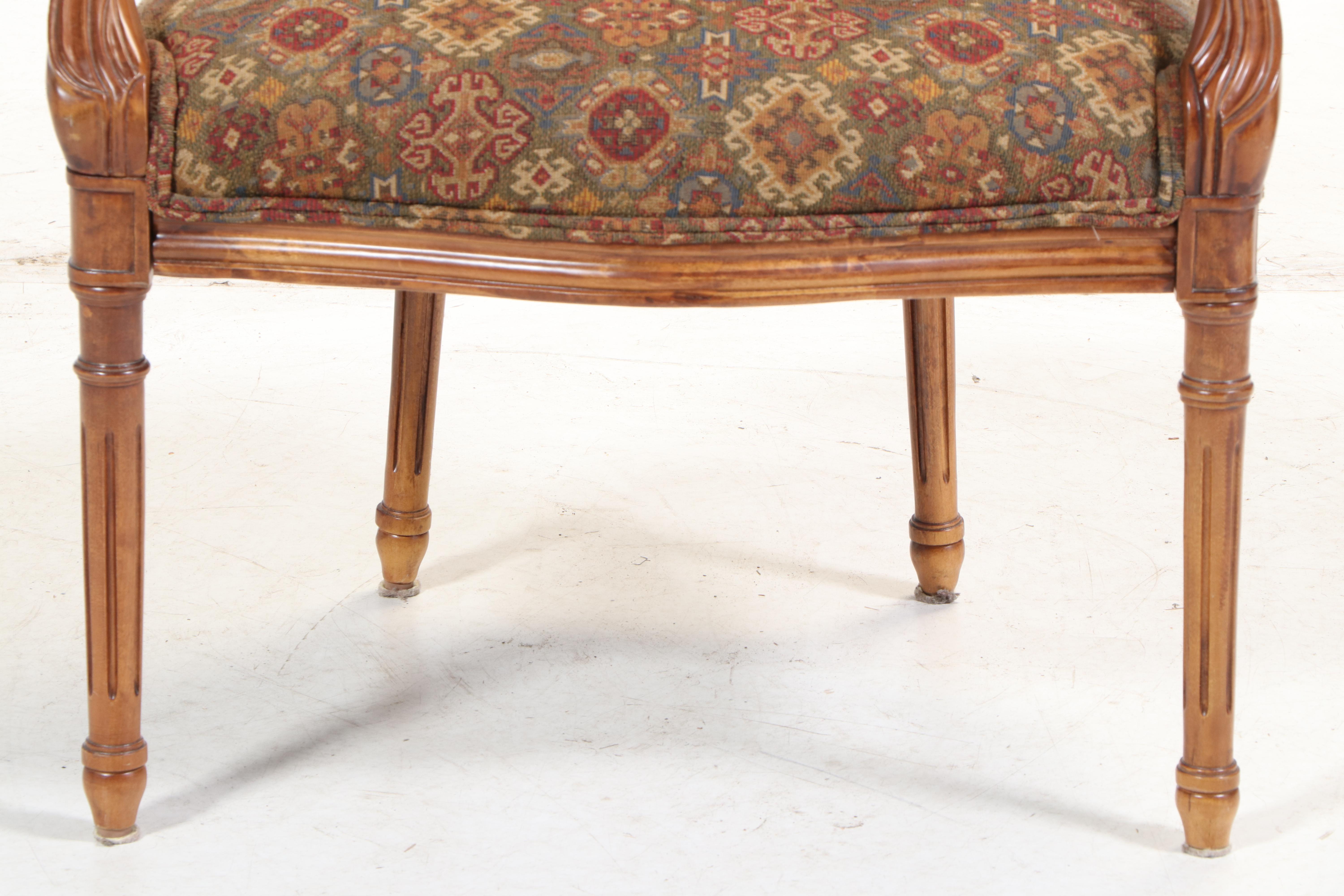 Bassett Furniture Hepplewhite Style Fauteuil Arm Chair, Late 20th Century