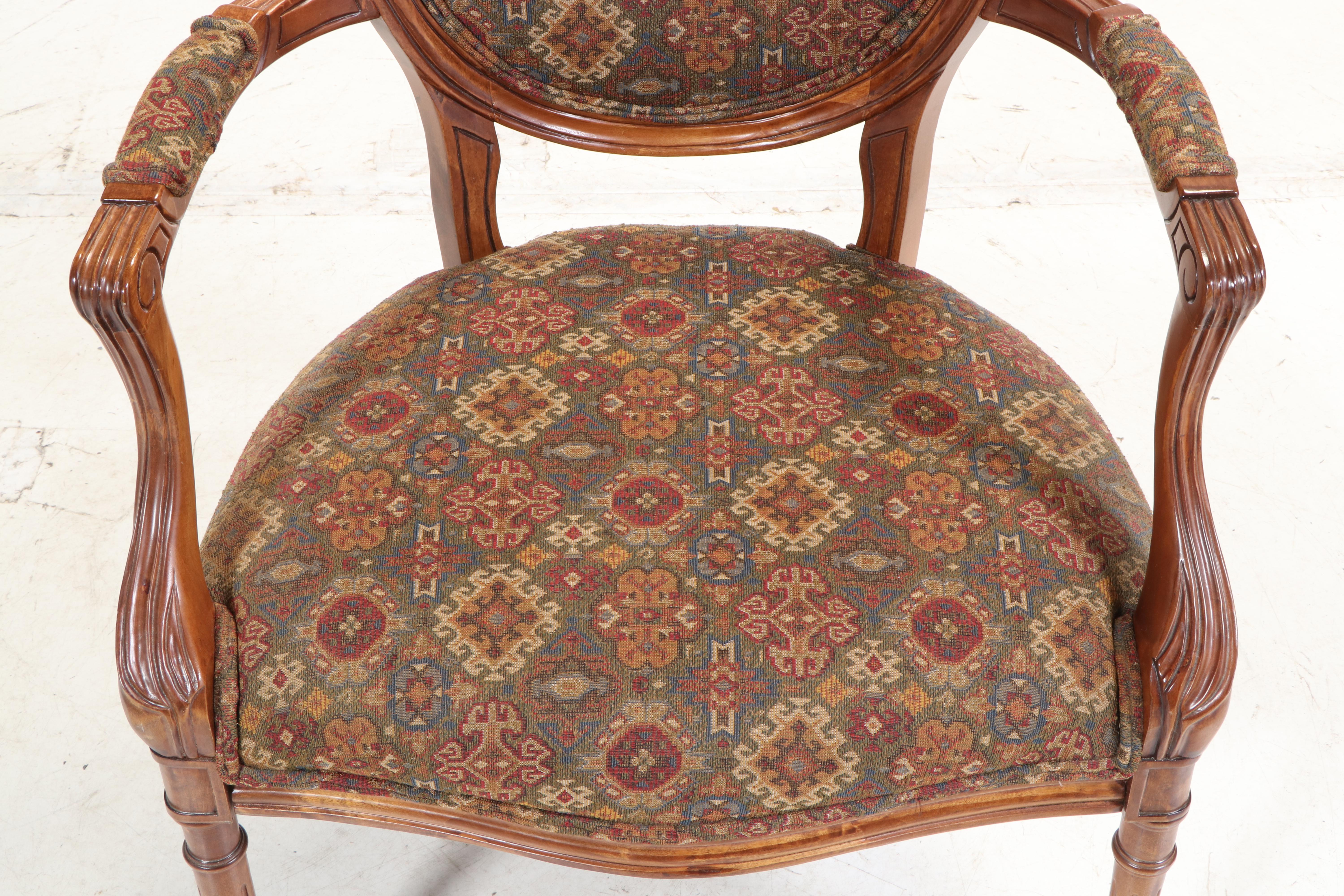 Bassett Furniture Hepplewhite Style Fauteuil Arm Chair, Late 20th Century