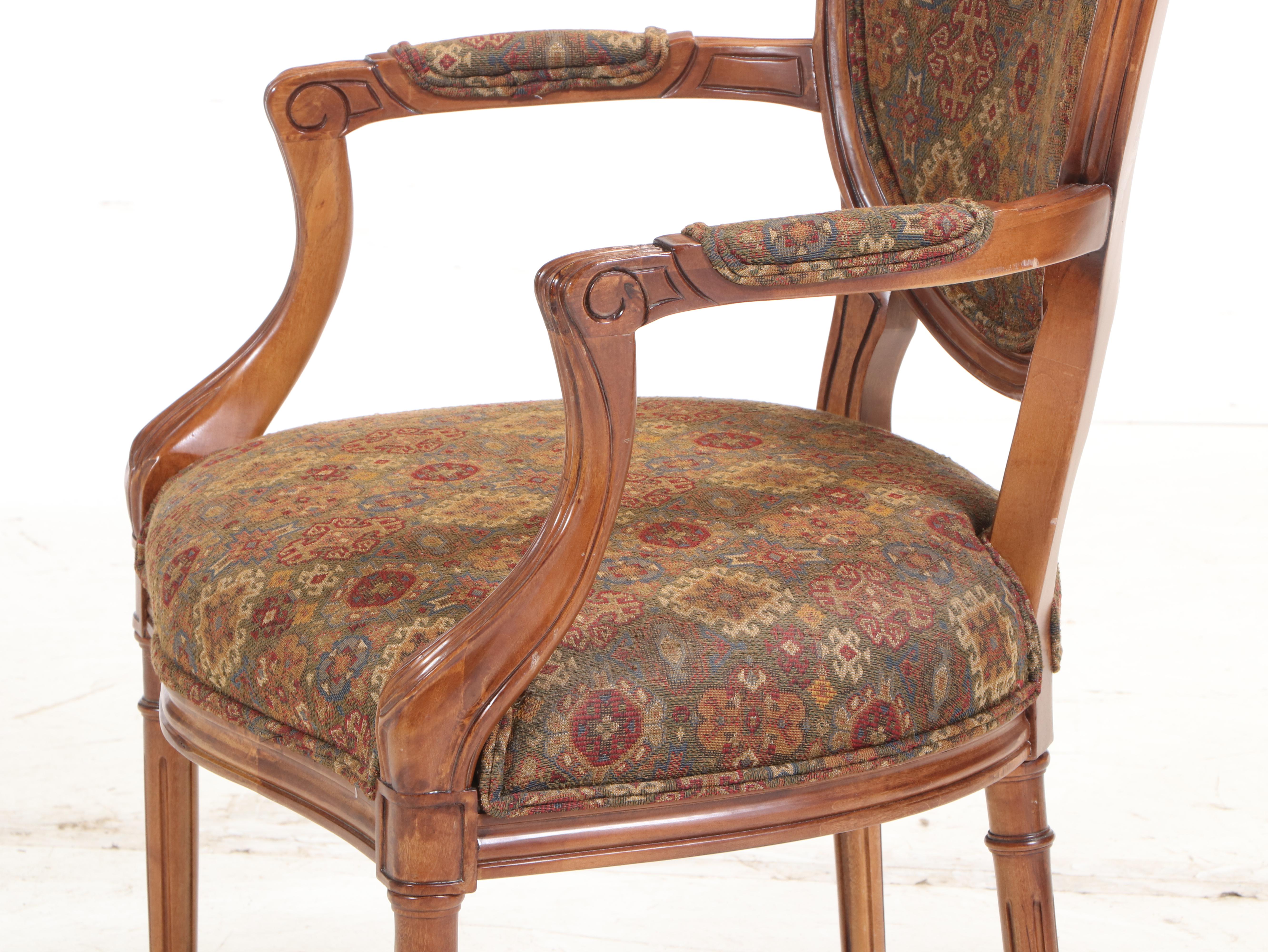 Bassett Furniture Hepplewhite Style Fauteuil Arm Chair, Late 20th Century