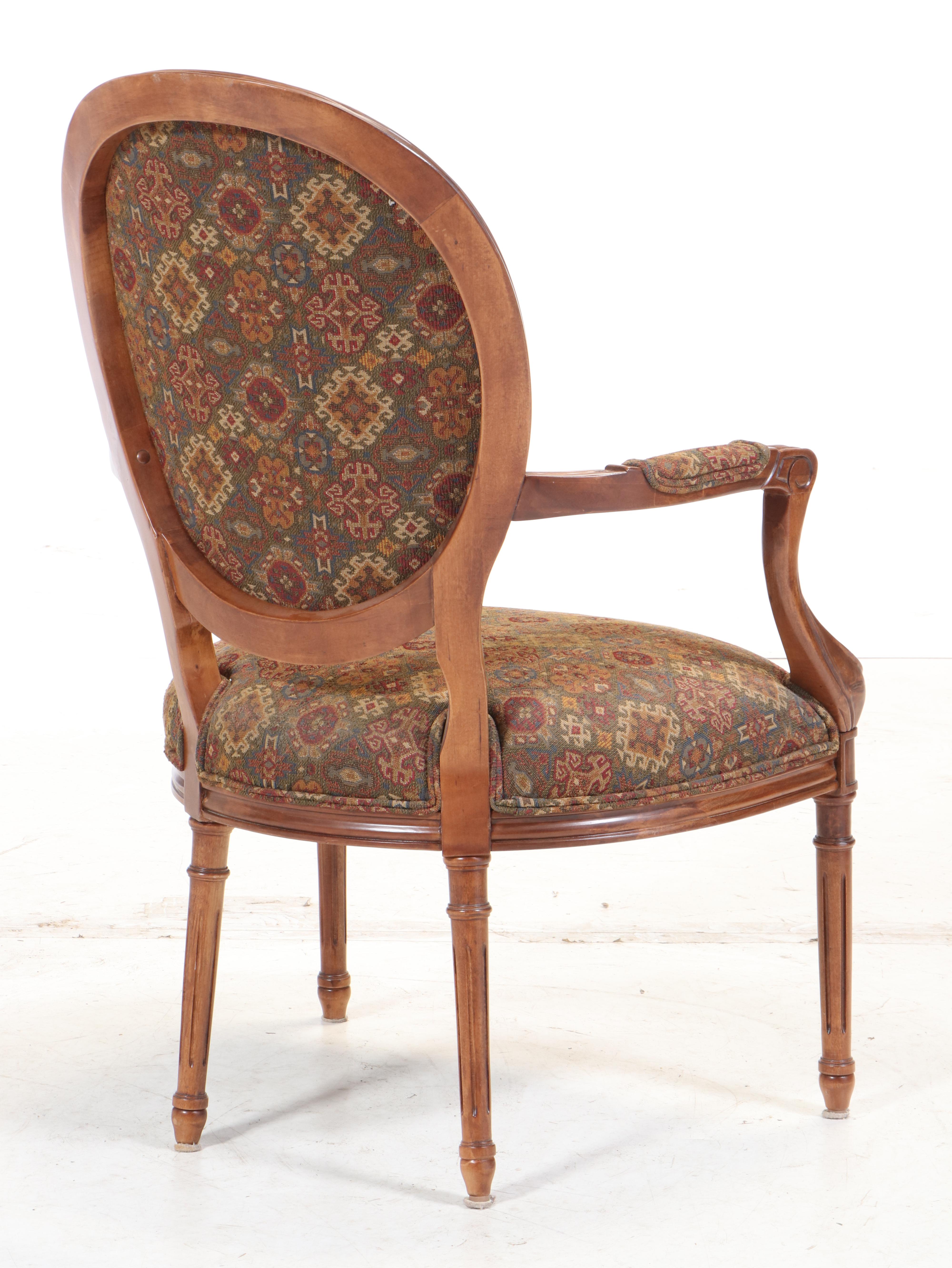 Bassett Furniture Hepplewhite Style Fauteuil Arm Chair, Late 20th Century