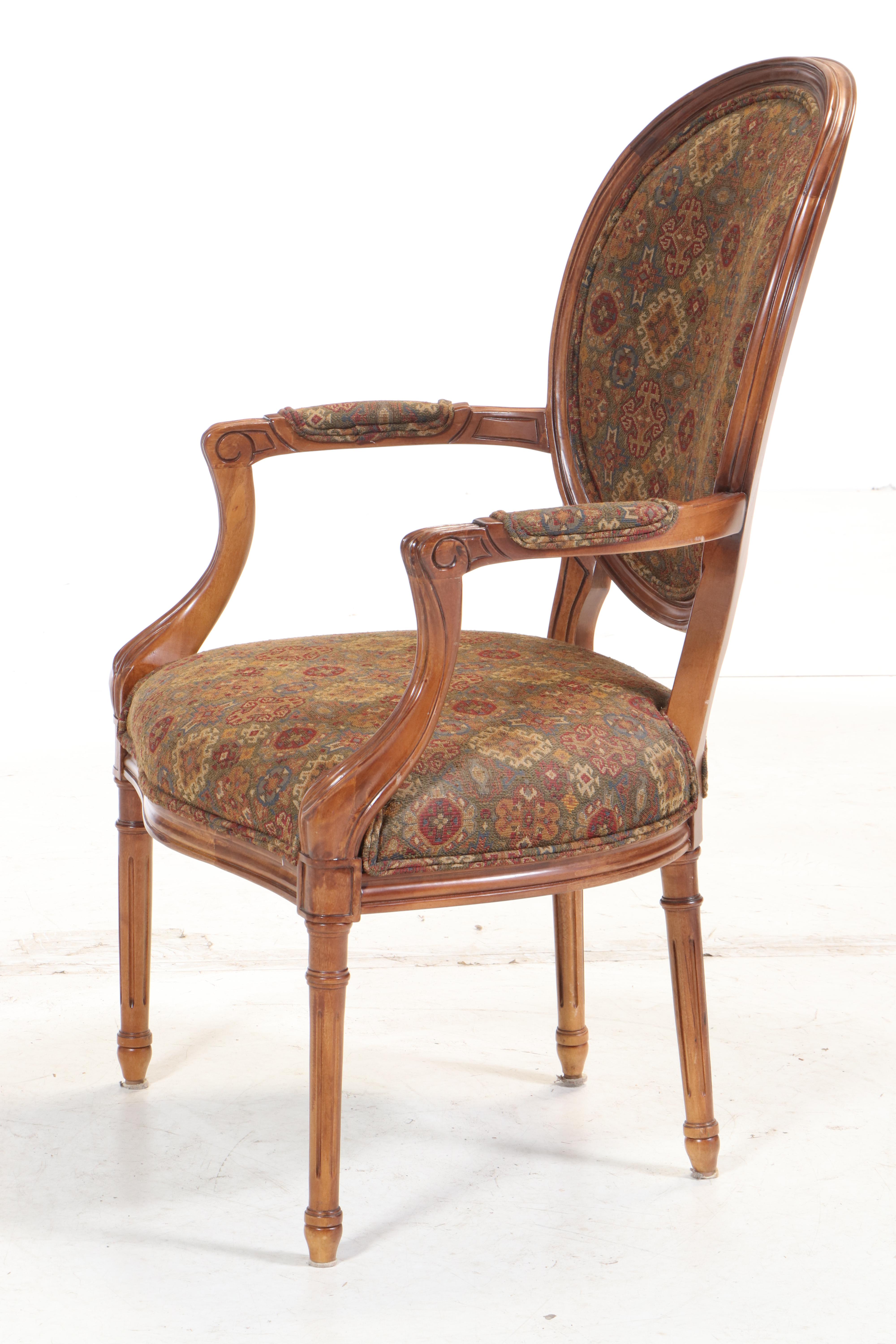 Bassett Furniture Hepplewhite Style Fauteuil Arm Chair, Late 20th Century