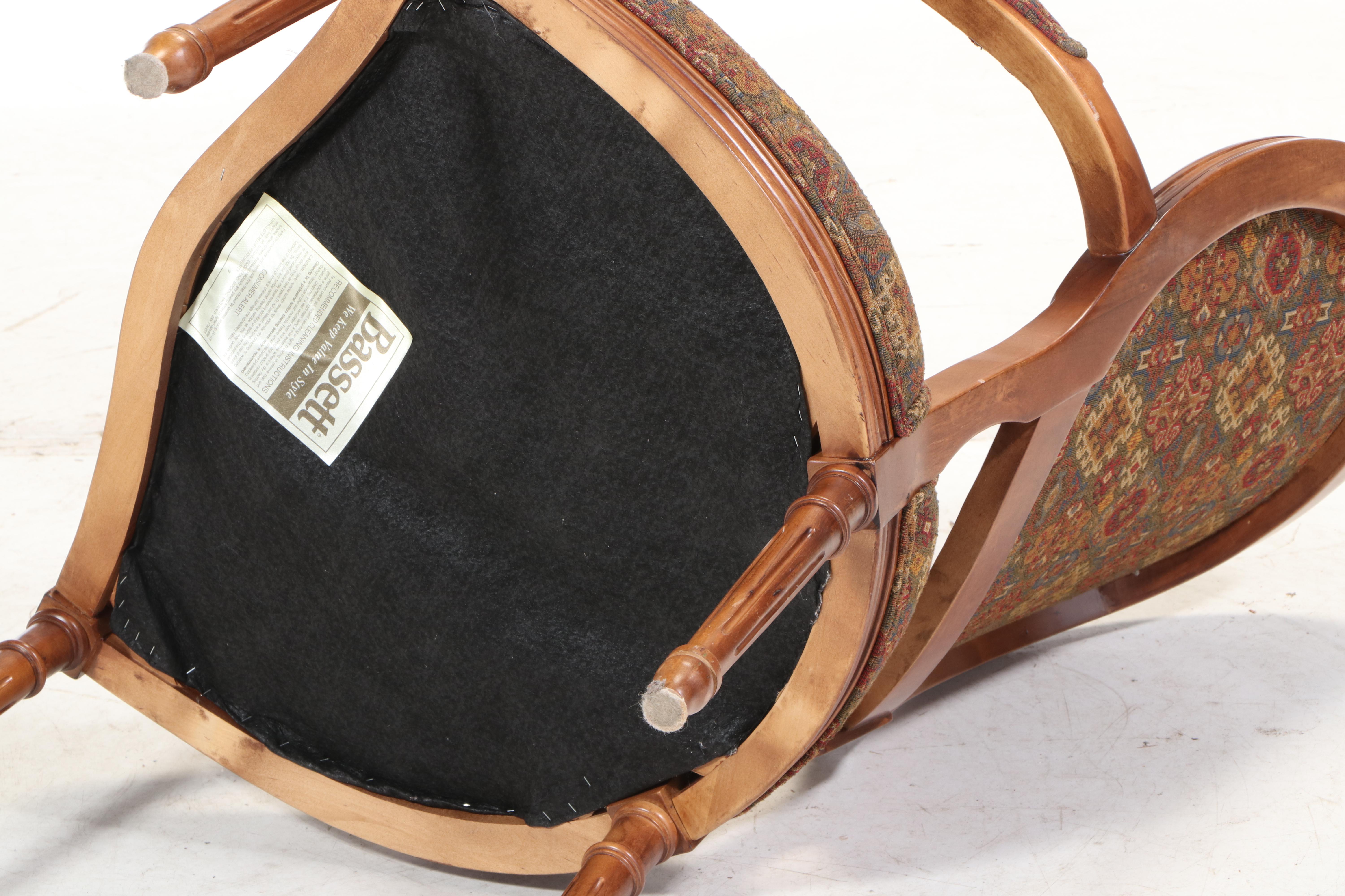 Bassett Furniture Hepplewhite Style Fauteuil Arm Chair, Late 20th Century