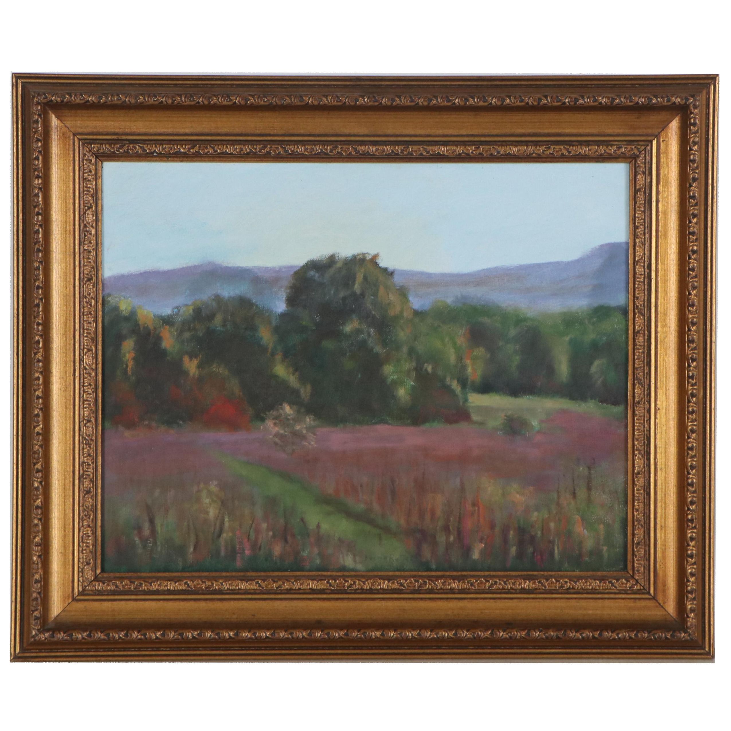 Nona Rutter Landscape Oil Painting "Homestead Farm," 1990