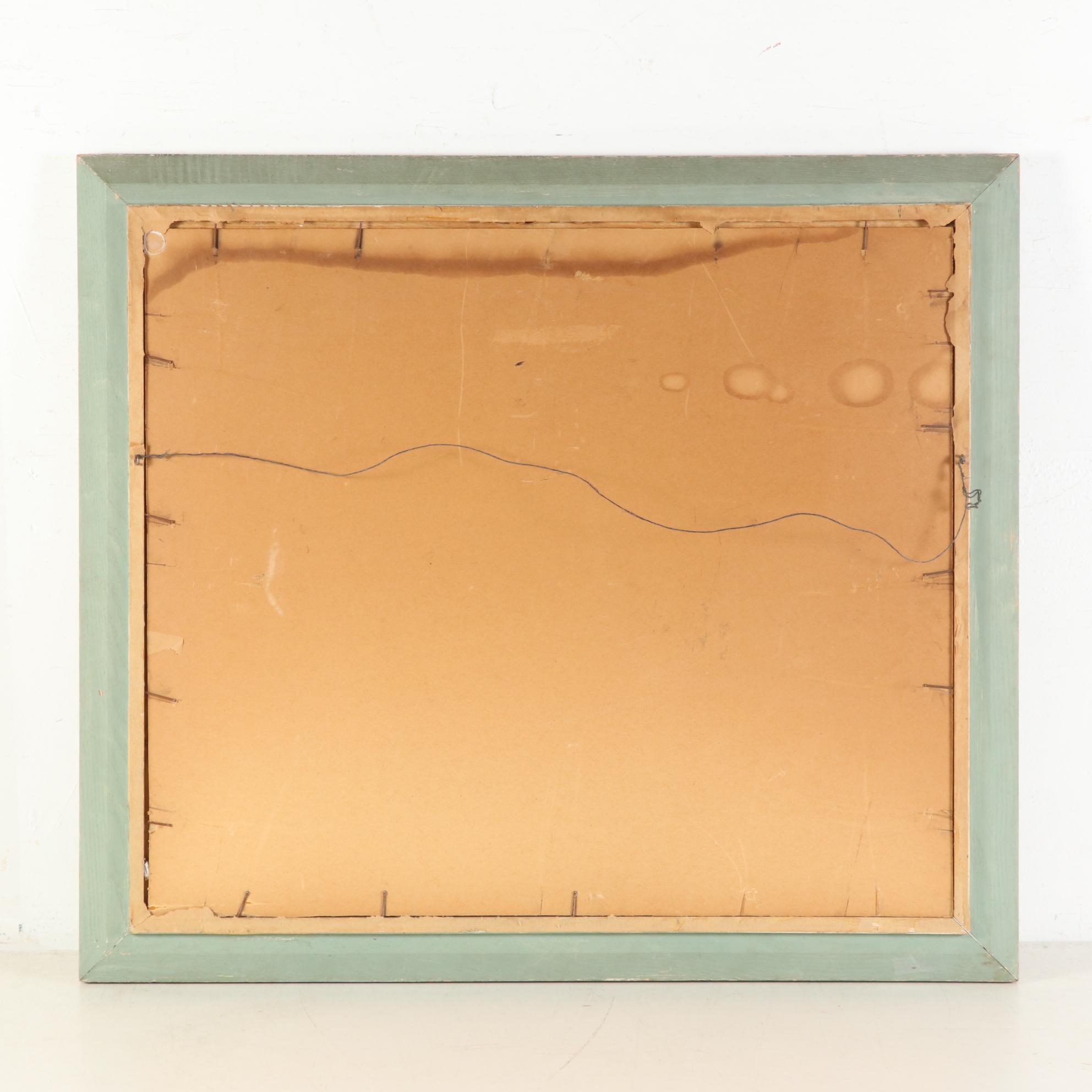 European Oil Painting of Alpine Lakeside Village, Mid-Late 20th Century