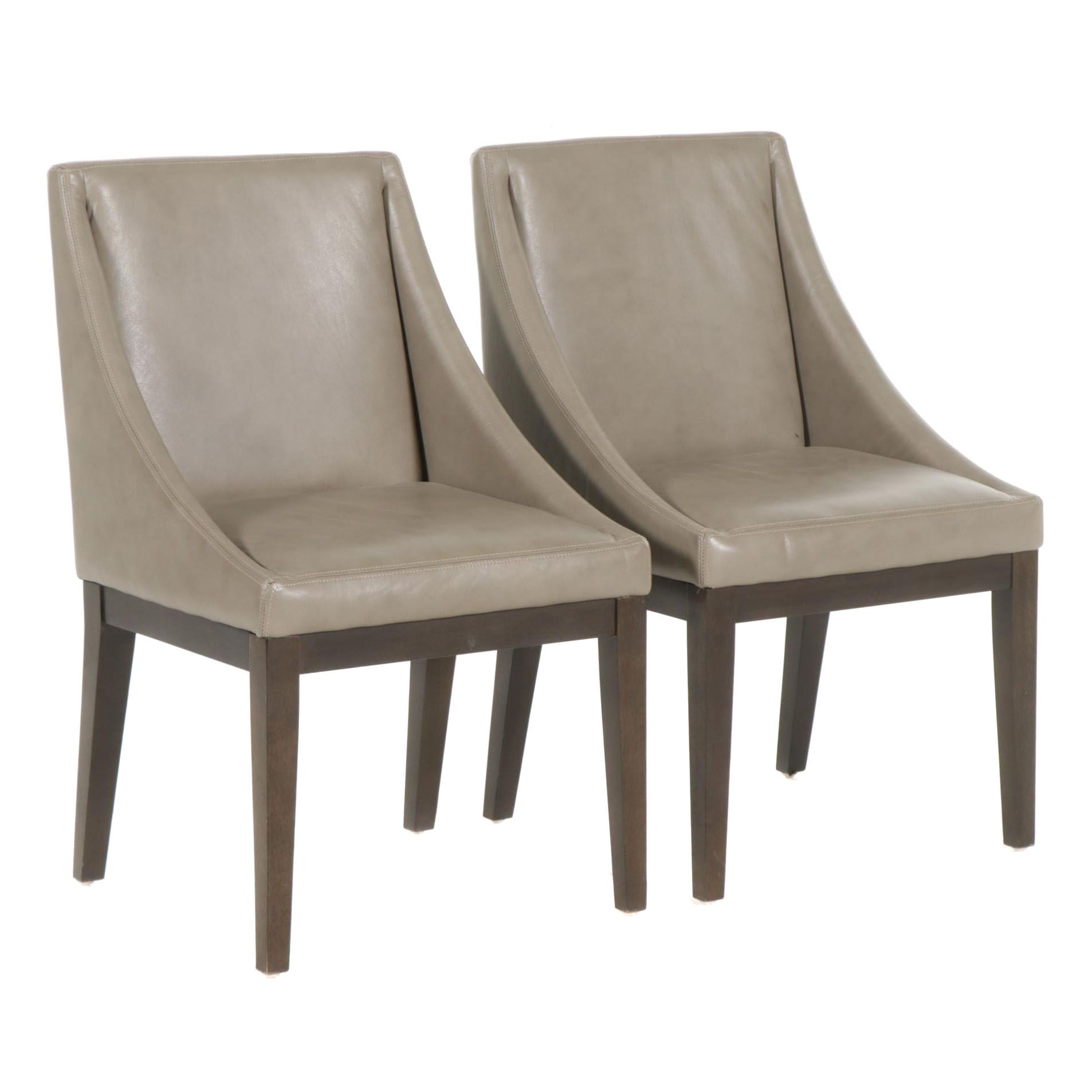 Pair of West Elm Faux Leather Upholstered Chairs