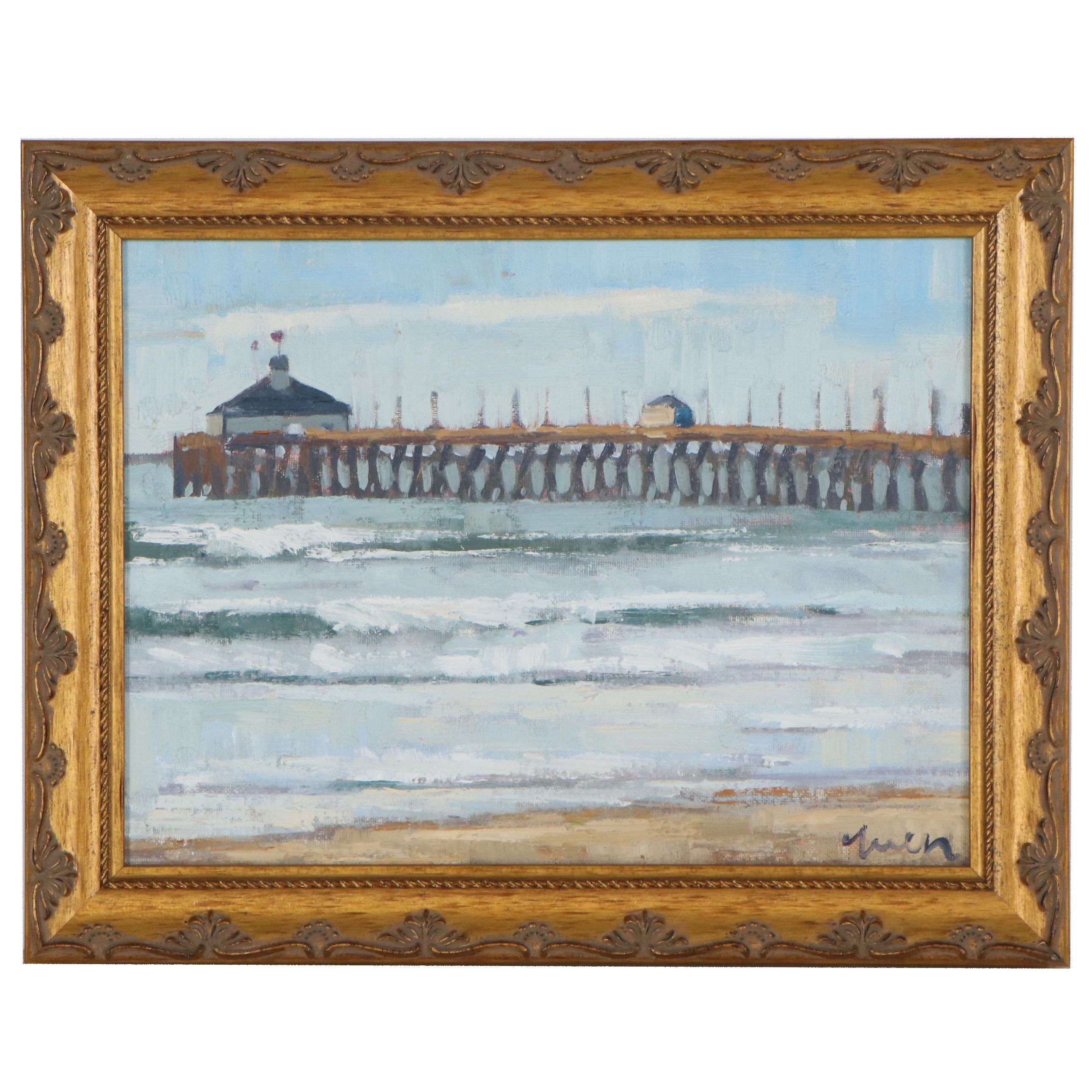 Kevin Yuen Oil Painting of Boardwalk, 21st Century