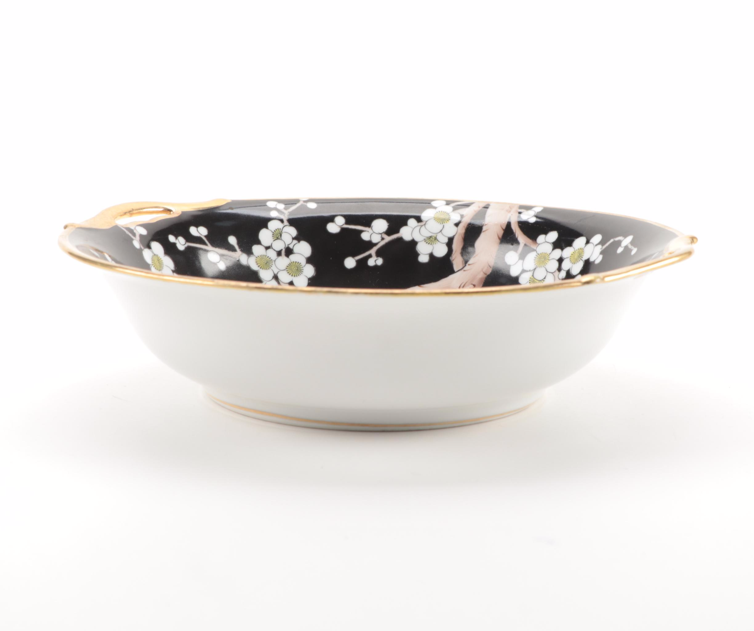 Morimura Bros Hand-Painted Porcelain Cherry Blossom Dinnerware, Early 20th C.