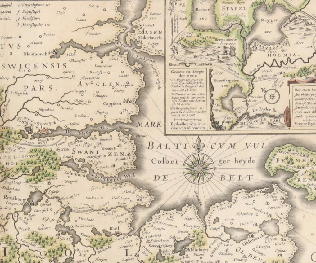 Willem Blaeu Hand-Colored Posthumous Restrike Engraved Map of Amsterdam