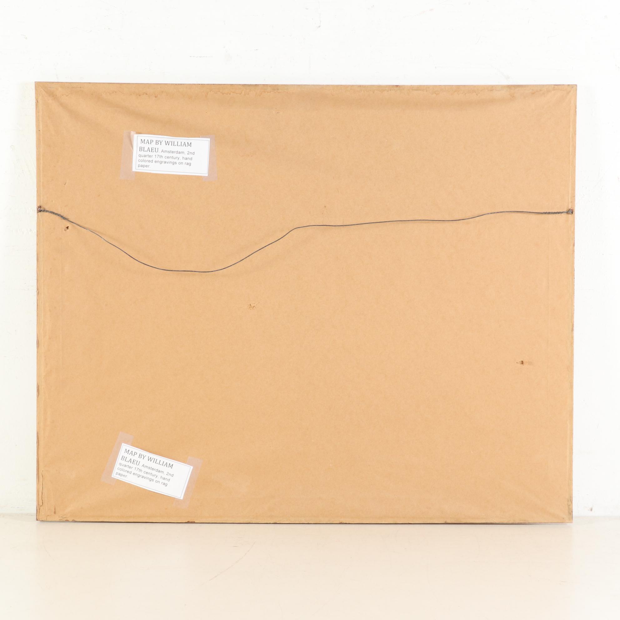 Willem Blaeu Hand-Colored Posthumous Restrike Engraved Map of Amsterdam