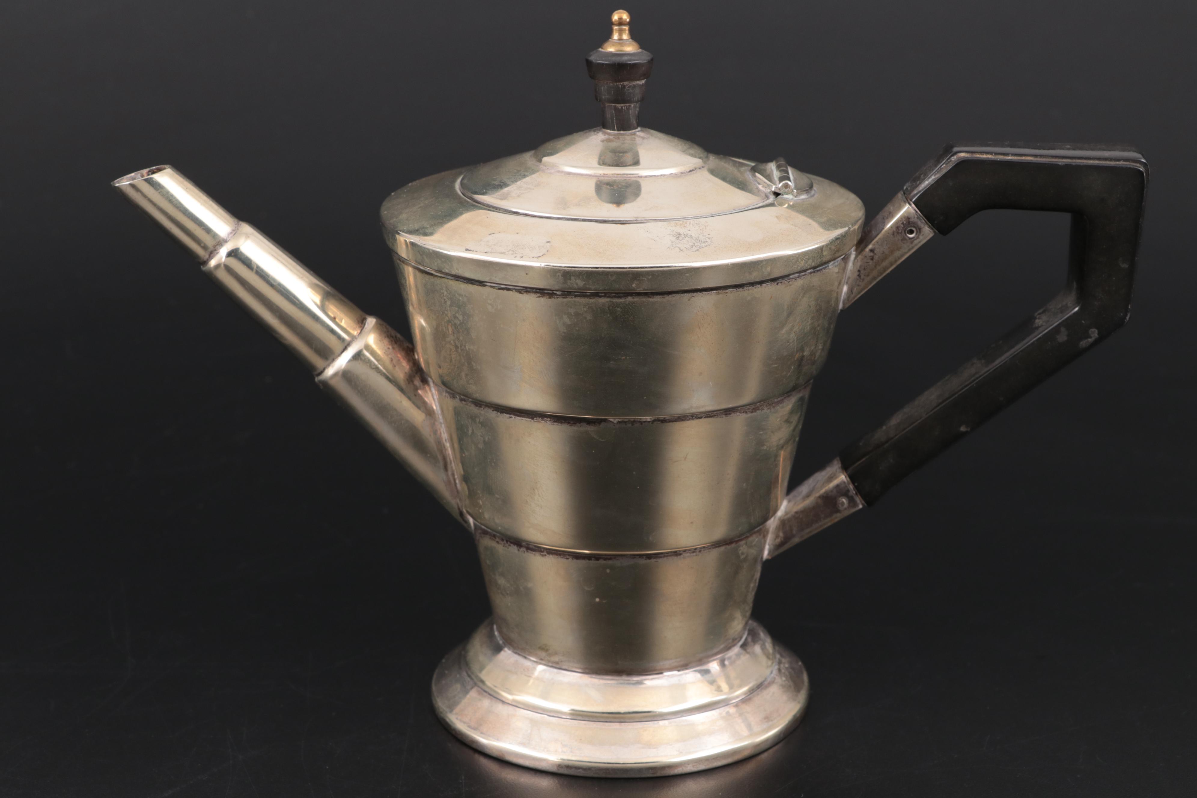 Parkin & Co. of Sheffield Art Deco Silver Plate Tea Set, Early 20th Century