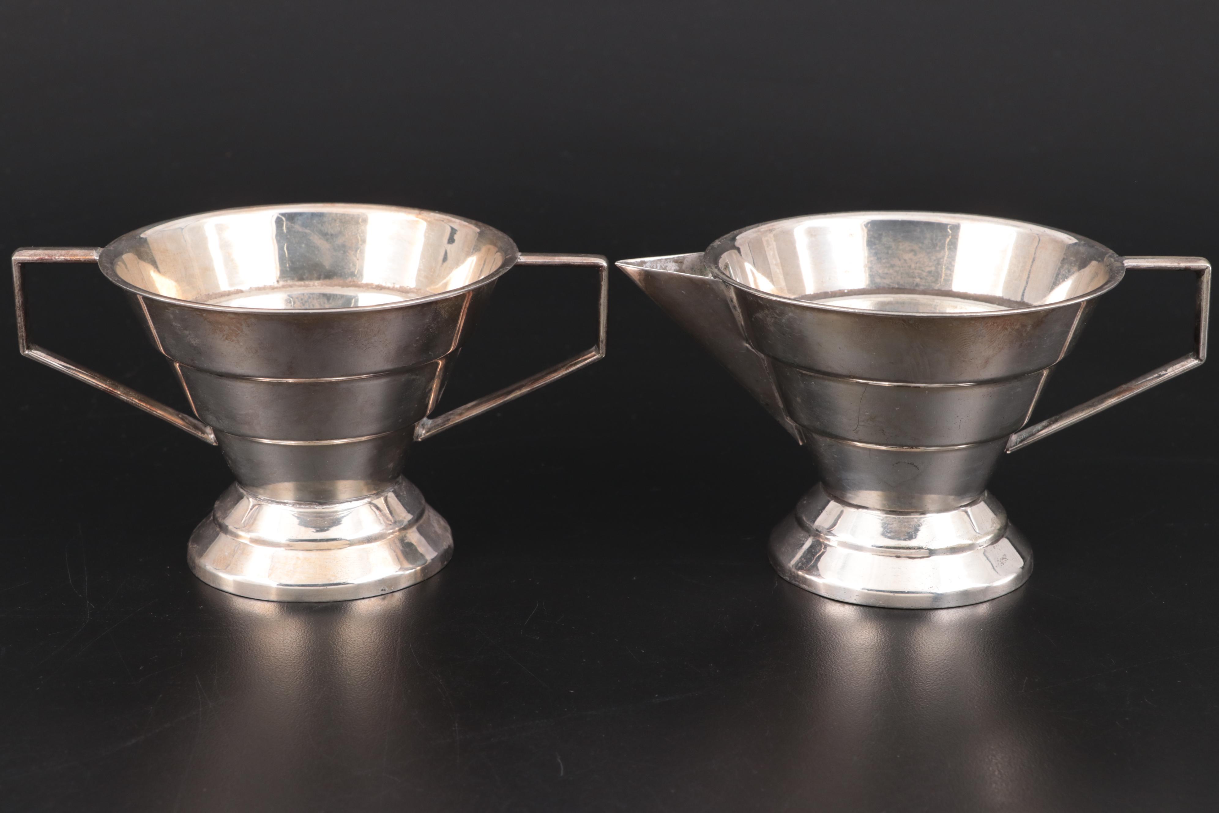 Parkin & Co. of Sheffield Art Deco Silver Plate Tea Set, Early 20th Century