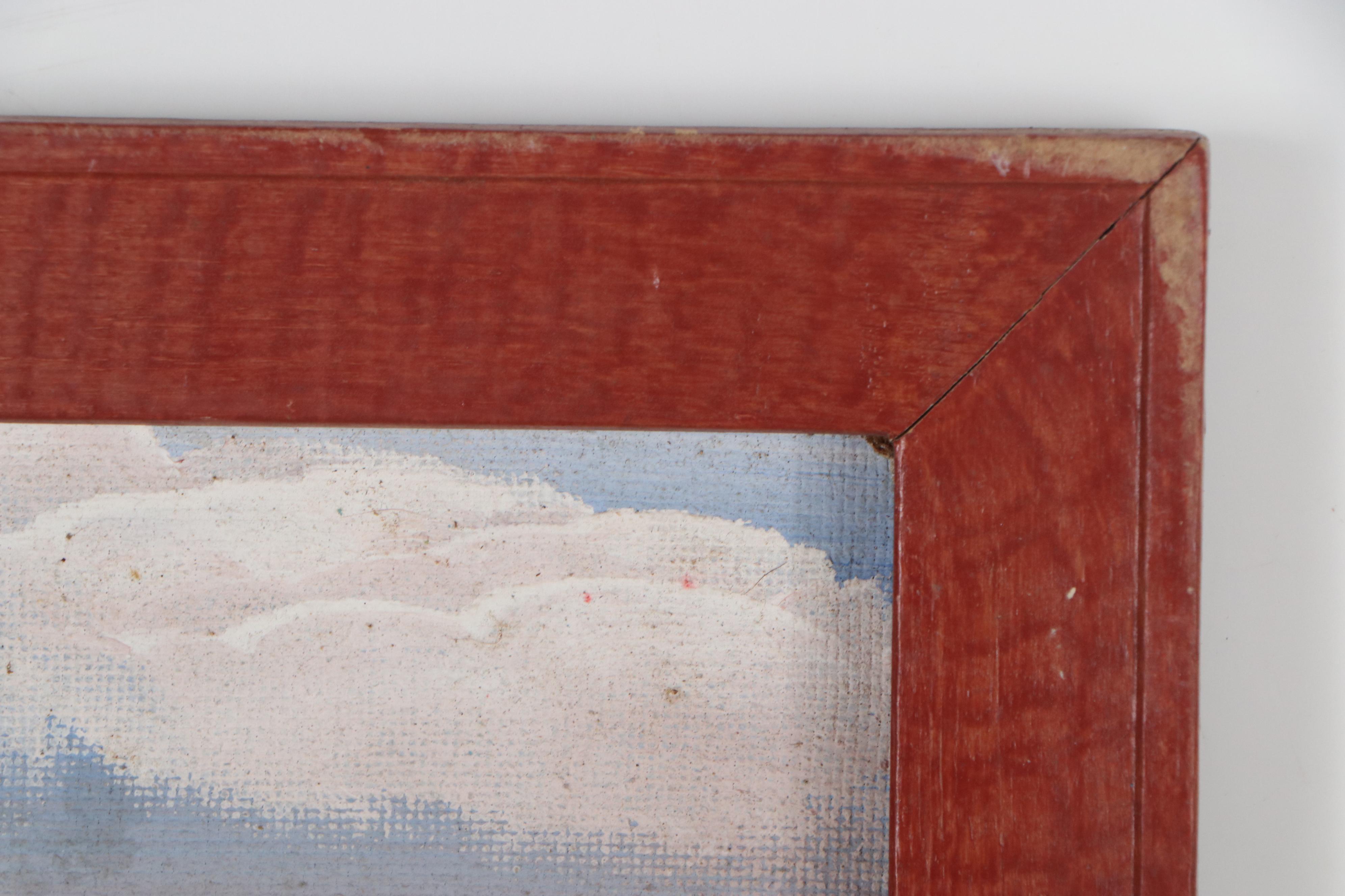 Charles J. White Folk Art Oil Painting of a Snow Covered Landscape,