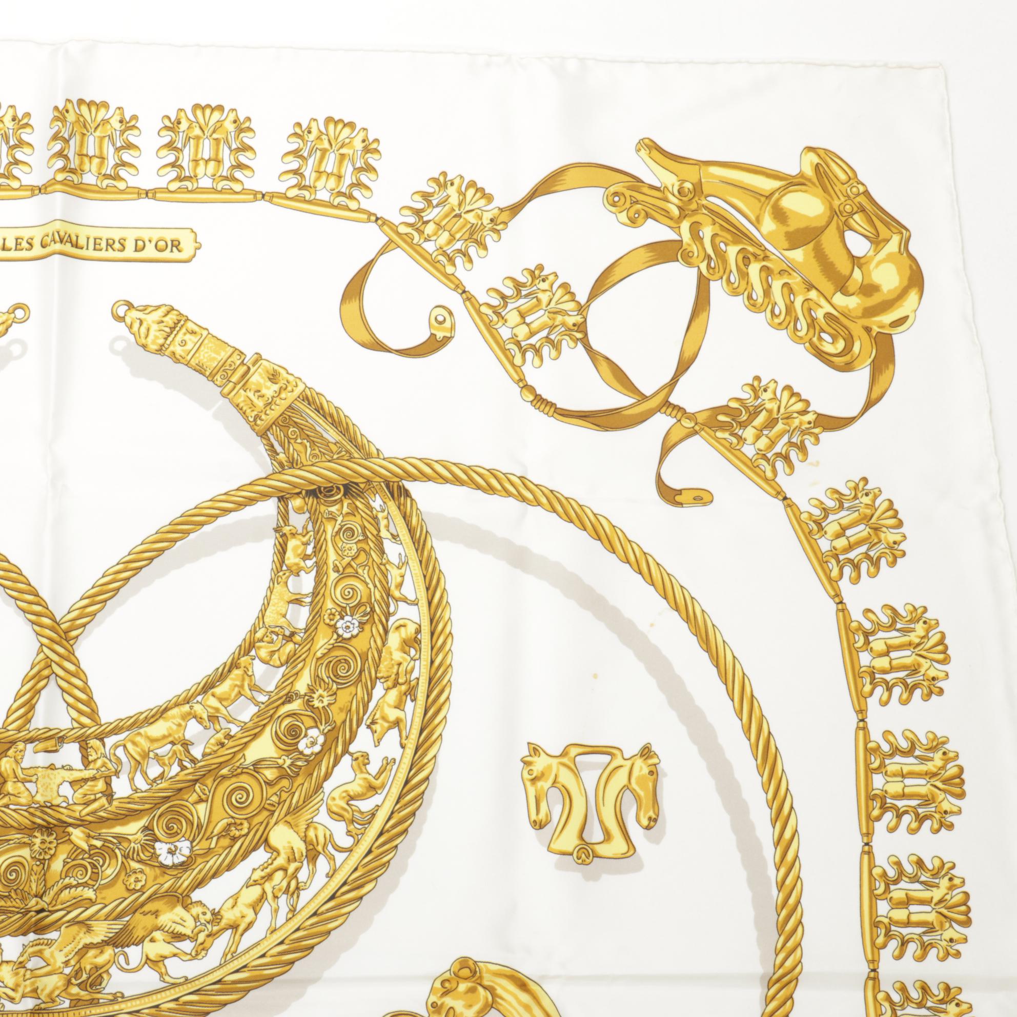 Hermès "Les Cavaliers D'Or" Silk Twill Scarf