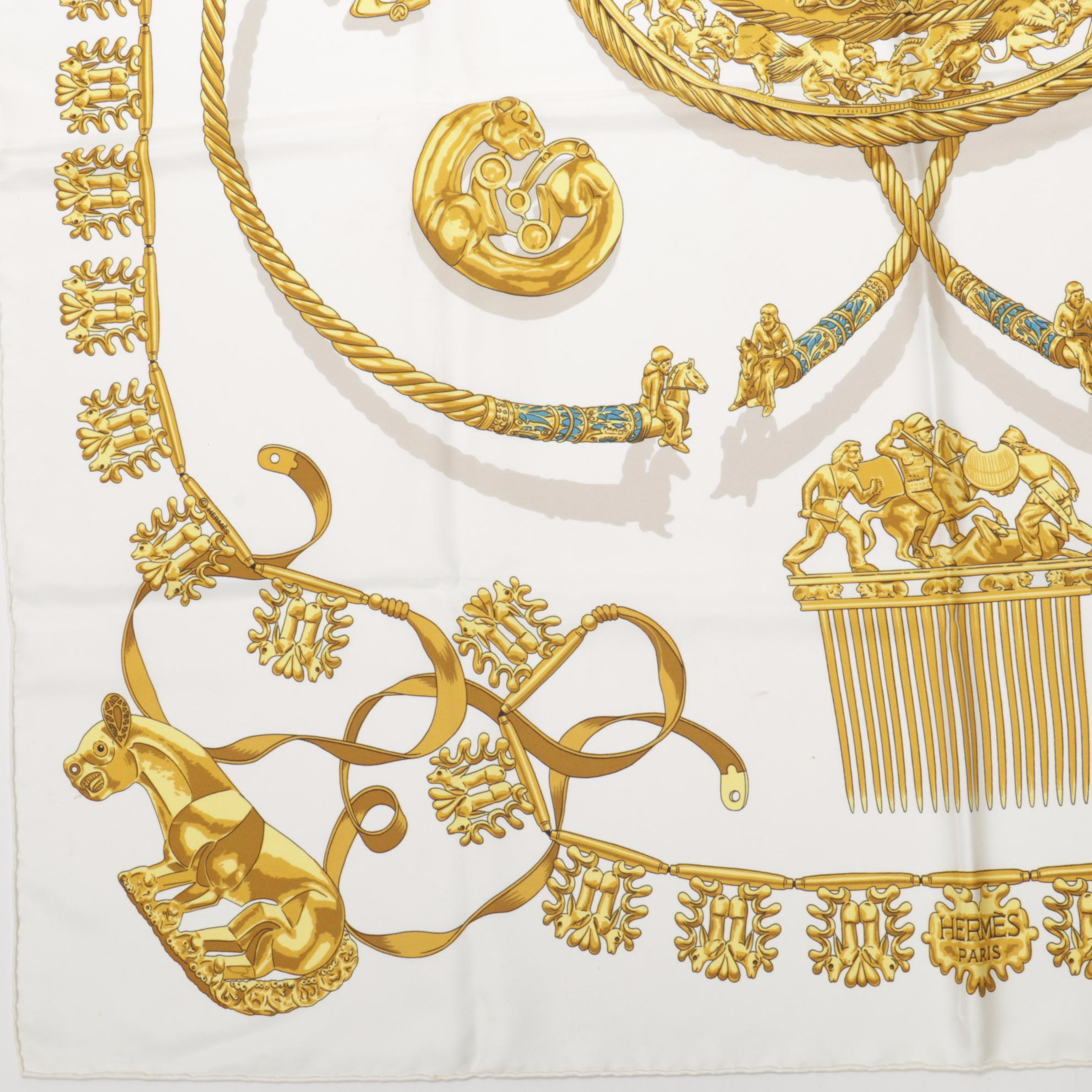 Hermès "Les Cavaliers D'Or" Silk Twill Scarf