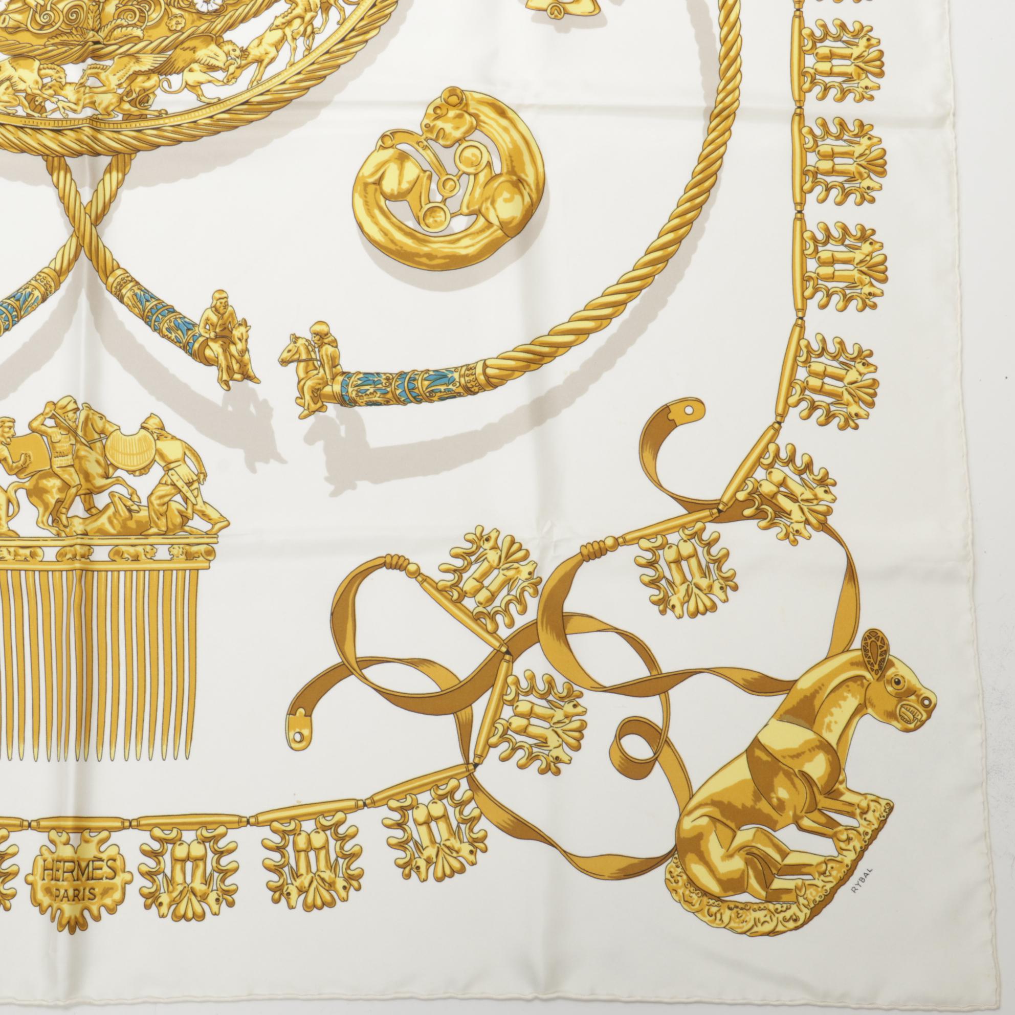 Hermès "Les Cavaliers D'Or" Silk Twill Scarf