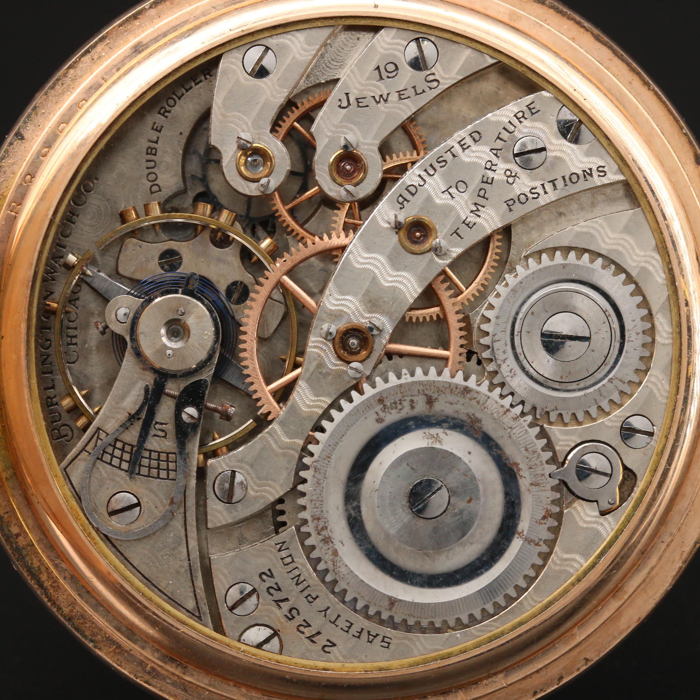 Antique Burlington Special Pocket Watch with Classic Montgomery Railroad Dial