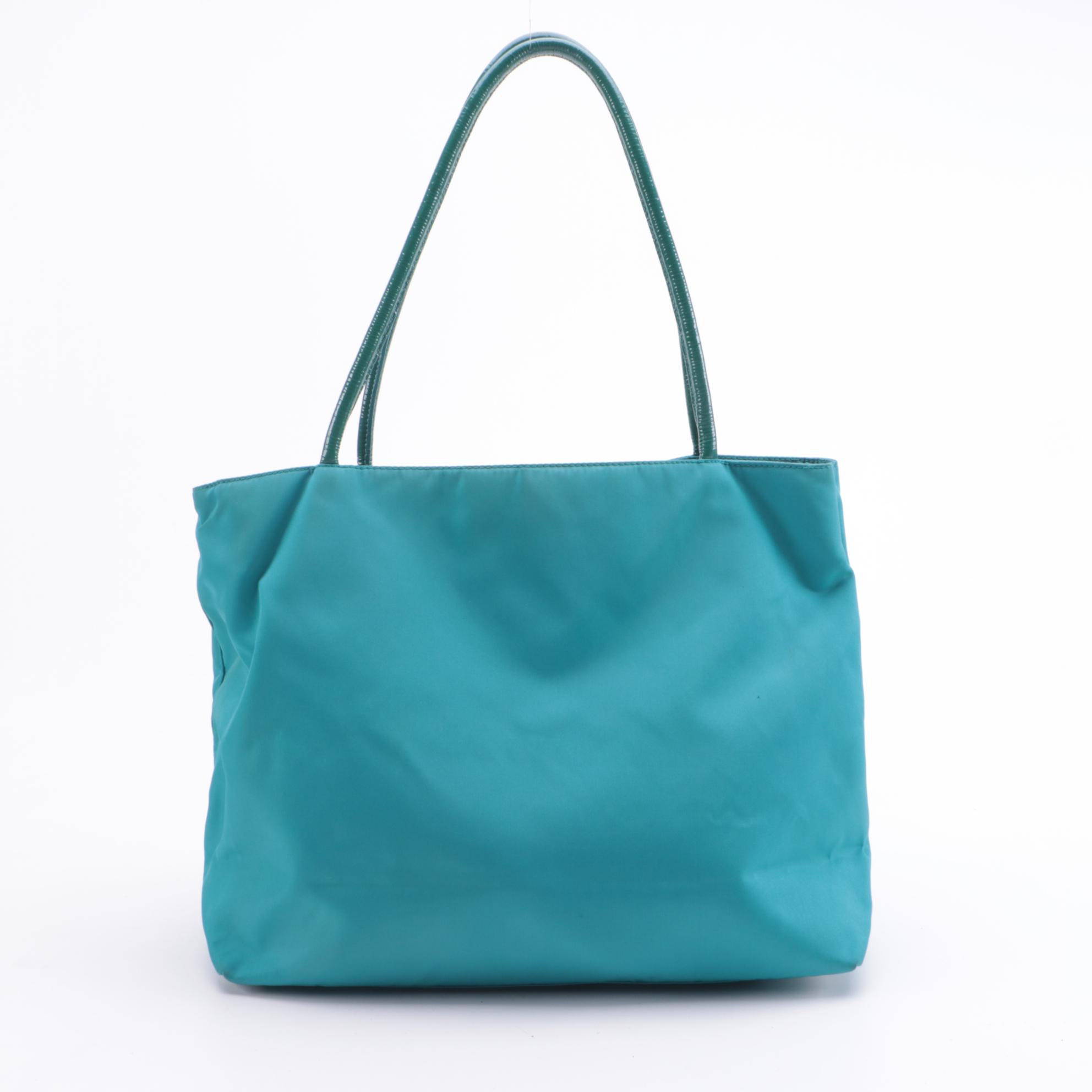 Prada Tessuto City Tote in Turquoise Nylon