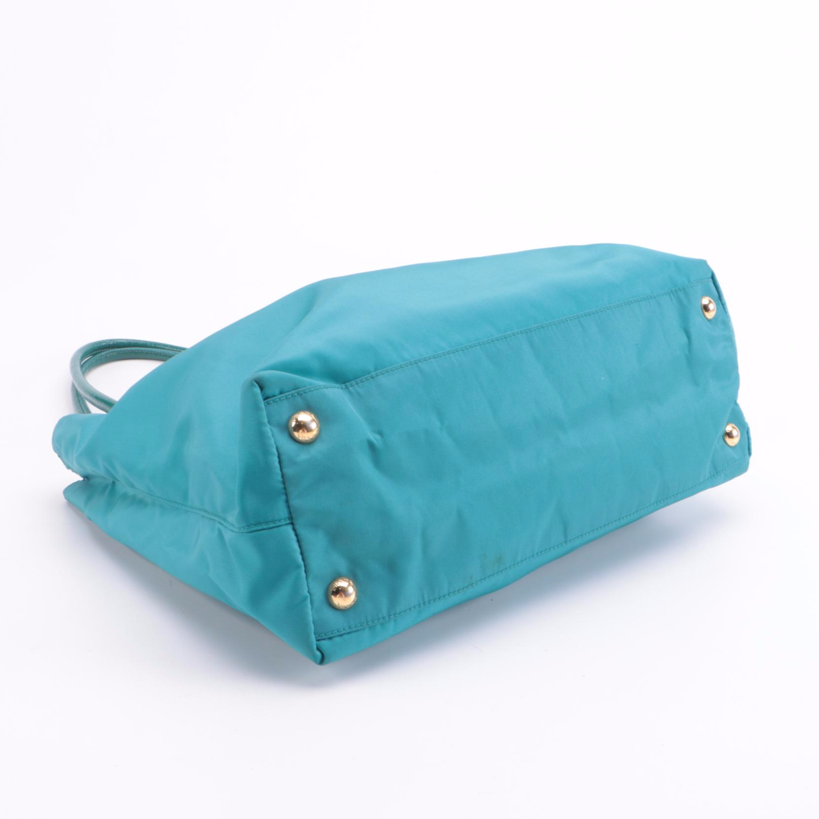 Prada Tessuto City Tote in Turquoise Nylon