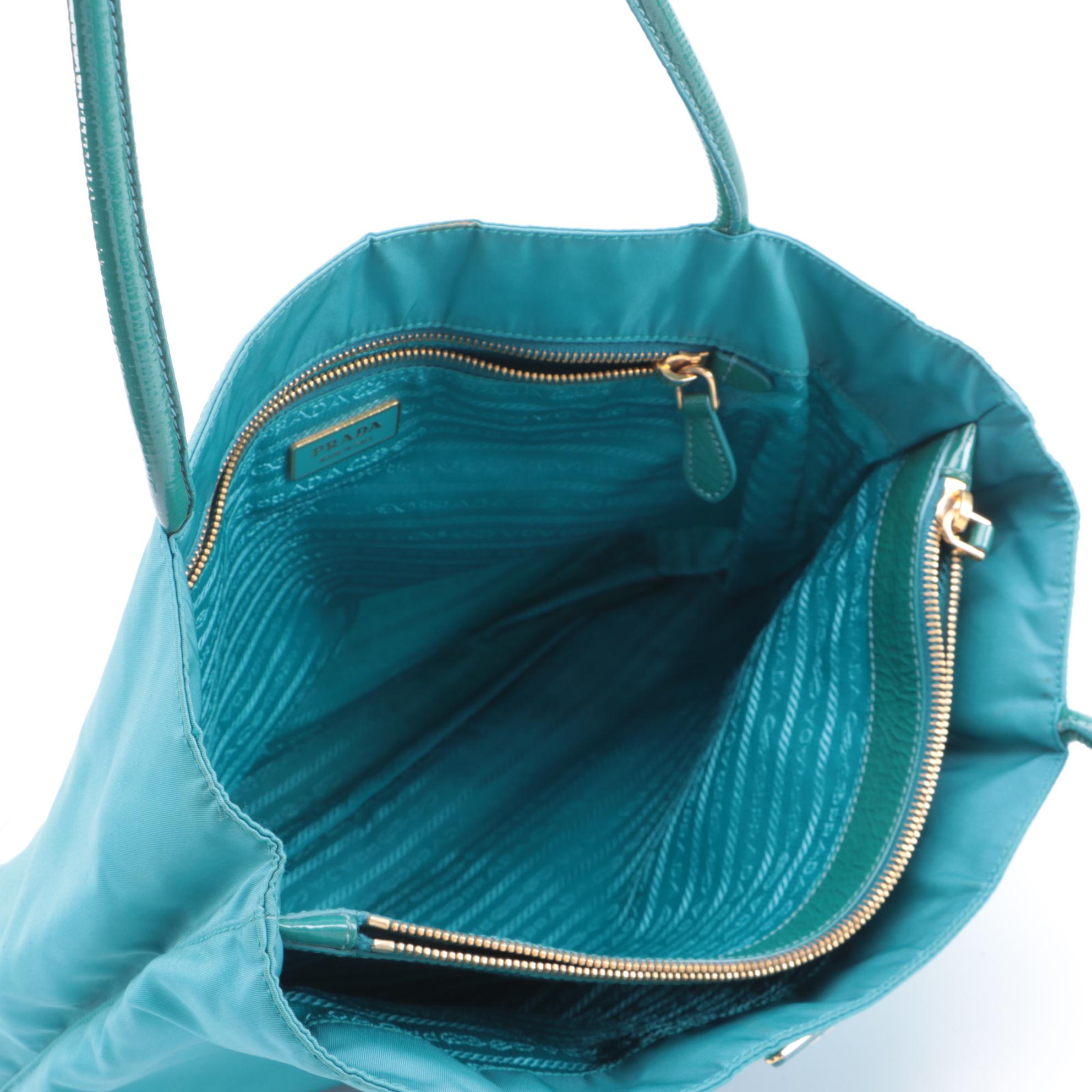 Prada Tessuto City Tote in Turquoise Nylon