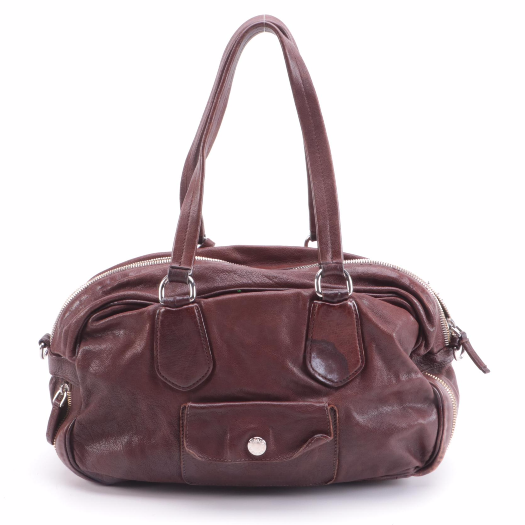 Prada Bauletto Bag in Cocco Brown Washed Leather